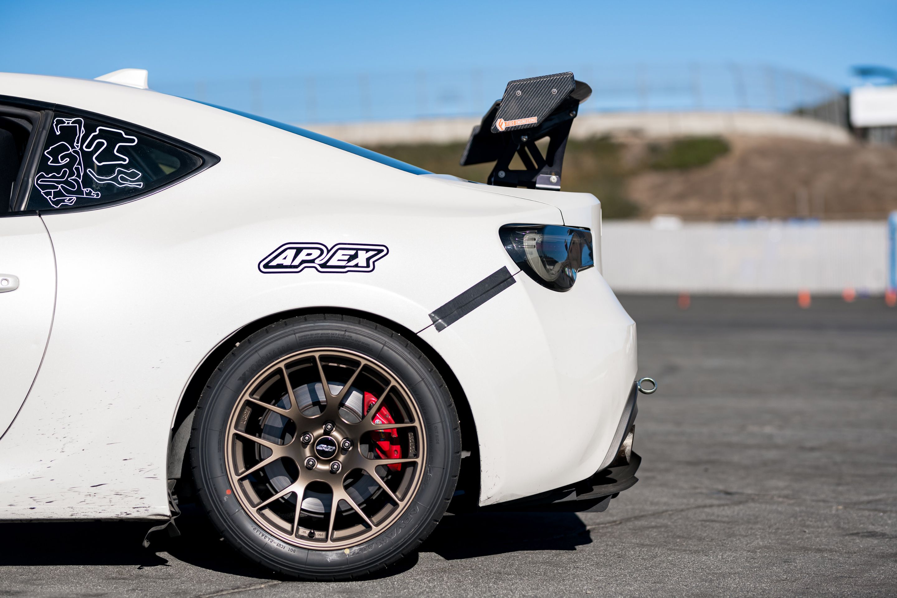 White Scion FR-S with 17" EC-7R Apex wheels in Satin Bronze