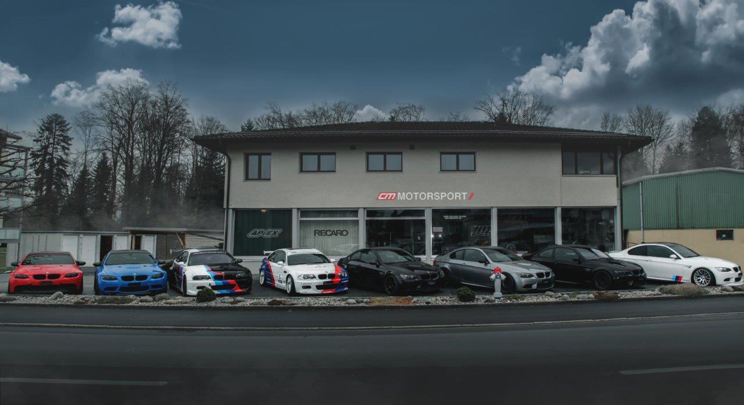 Red BMW  M3 with 19" EC-7 Apex wheels in Satin Black