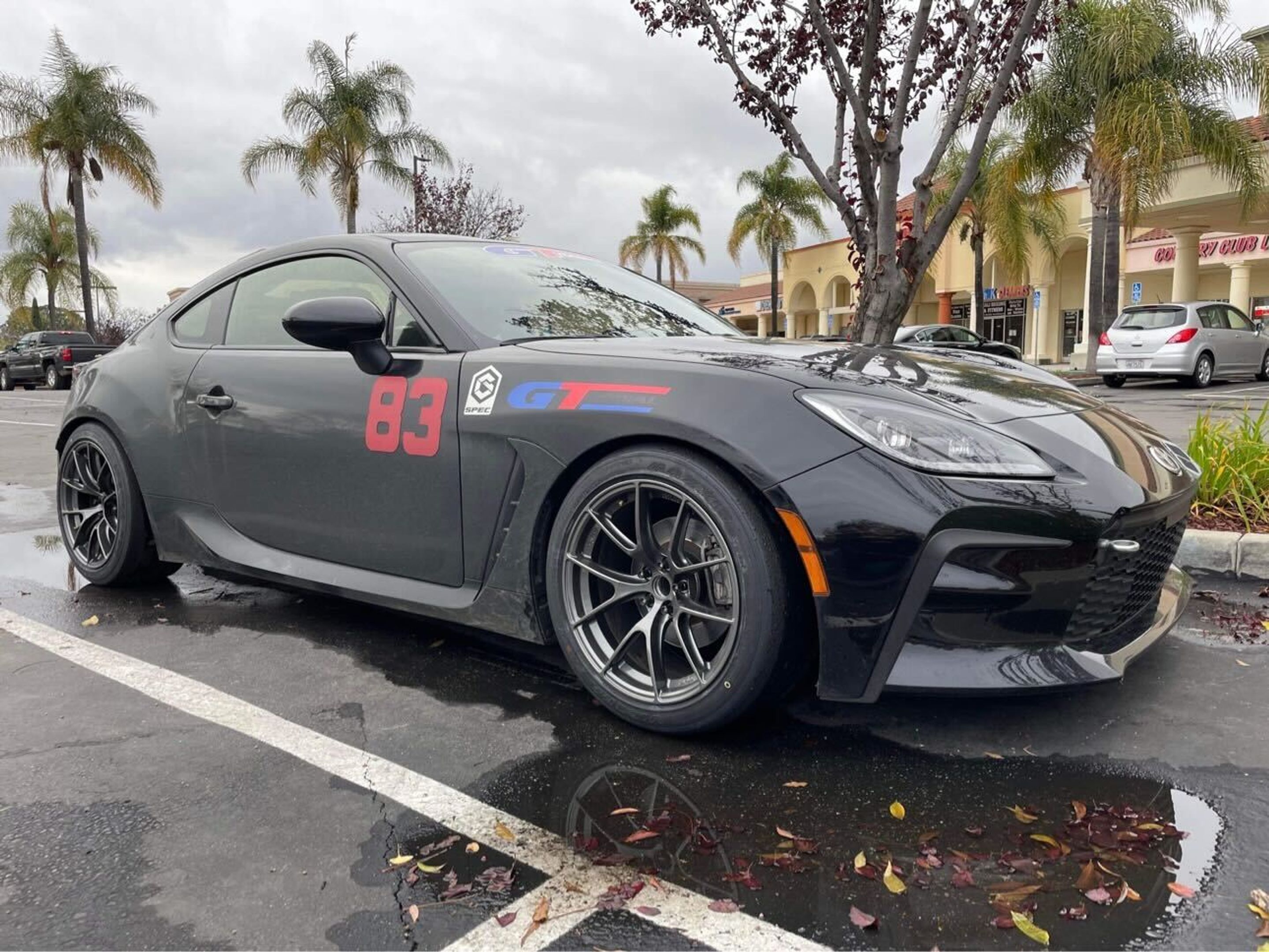 Black Toyota GR86 with 17" VS-5RS Apex wheels in Anthracite
