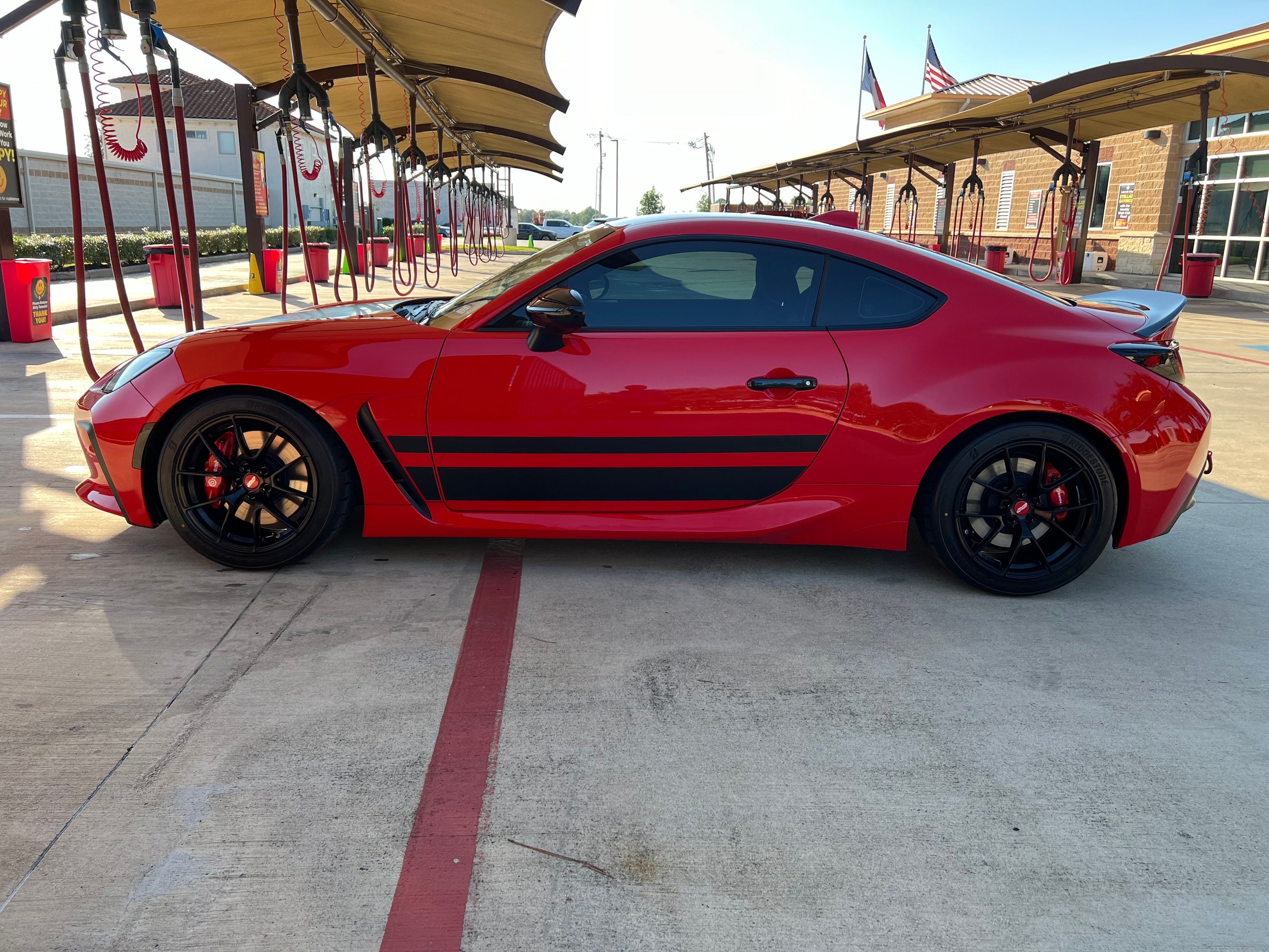 Red Toyota GR86 with 17" VS-5RS Apex wheels in Satin Black