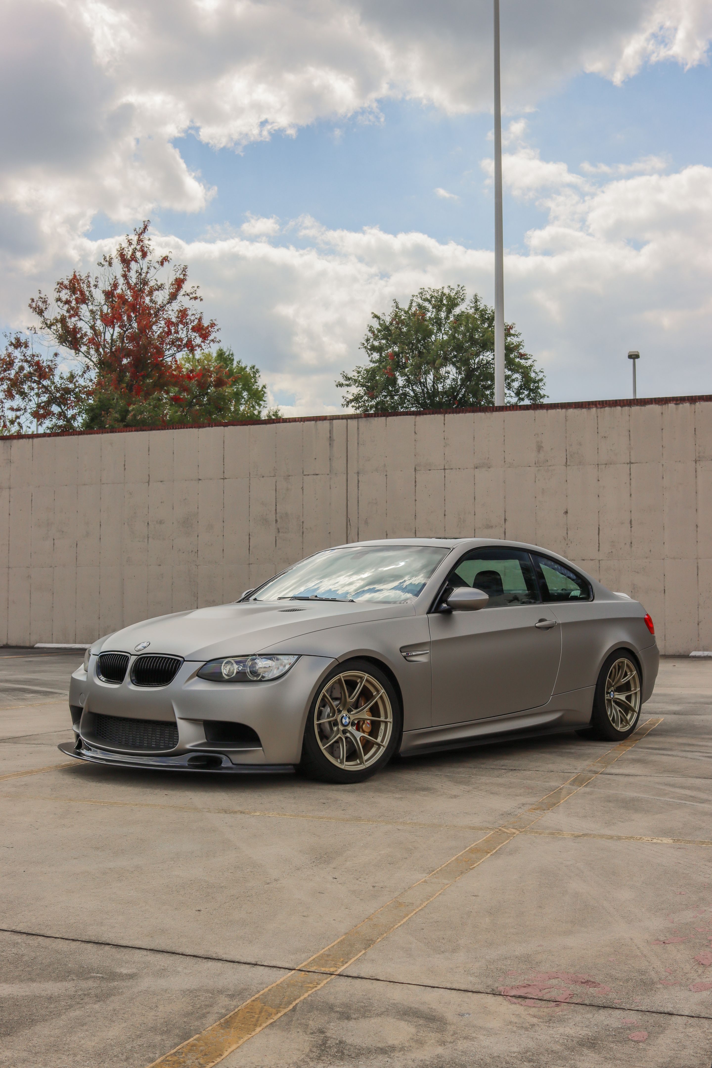 Grey BMW E92 Coupe M3 with 18" VS-5RS Apex wheels in Motorsport Gold