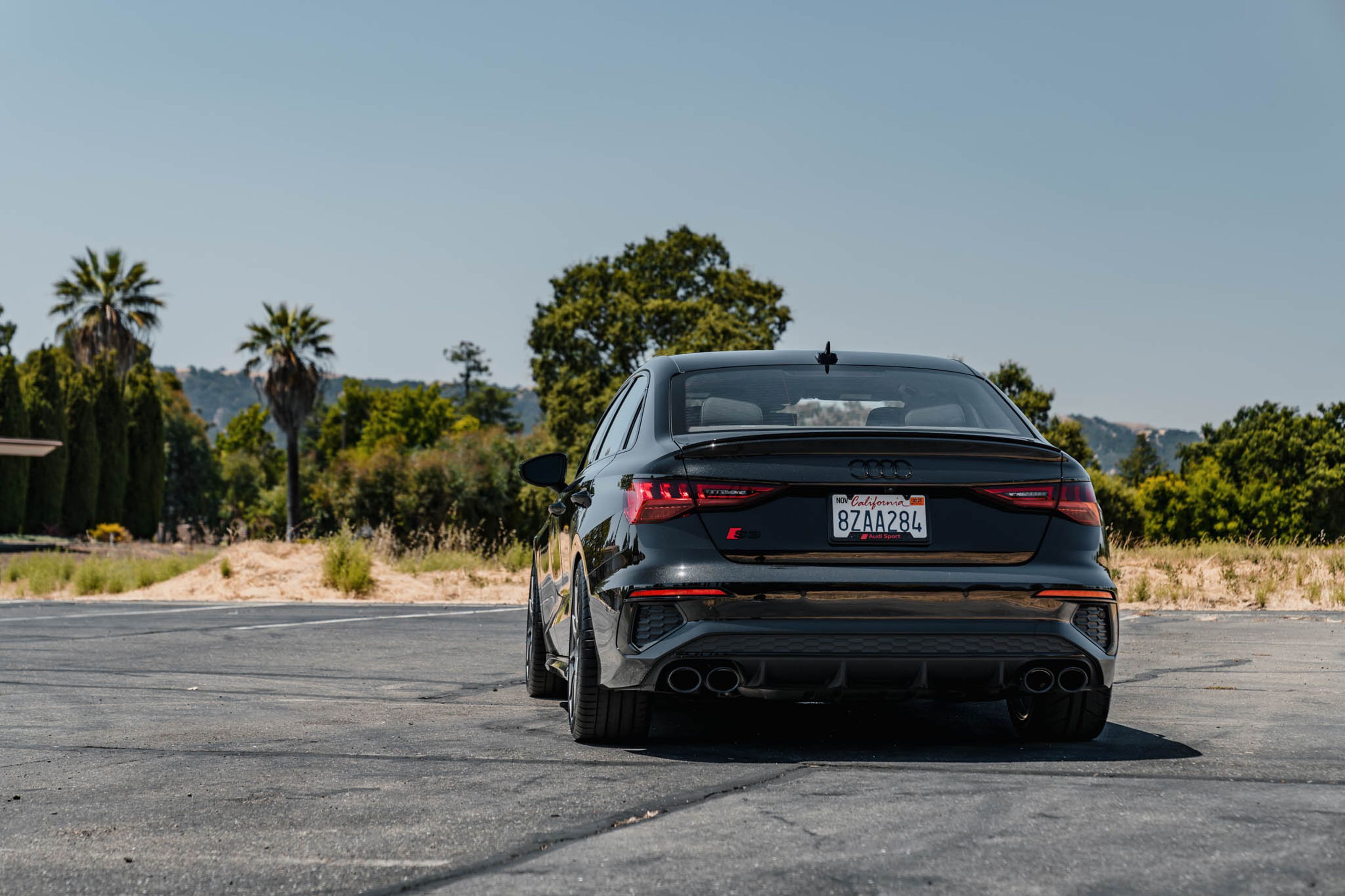 Black Audi 8Y S3 with 18" SM-10 Apex wheels in Anthracite