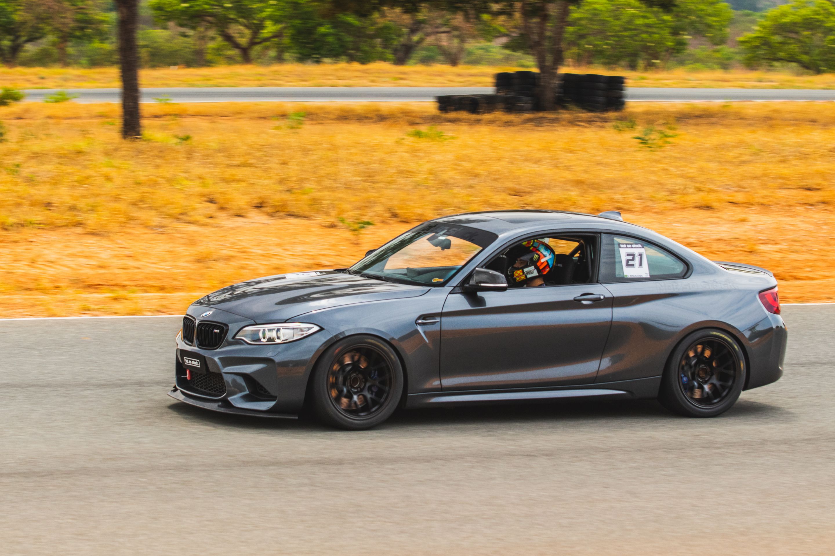 Black BMW F87 M2 with 18" EC-7 Apex wheels in Satin Black