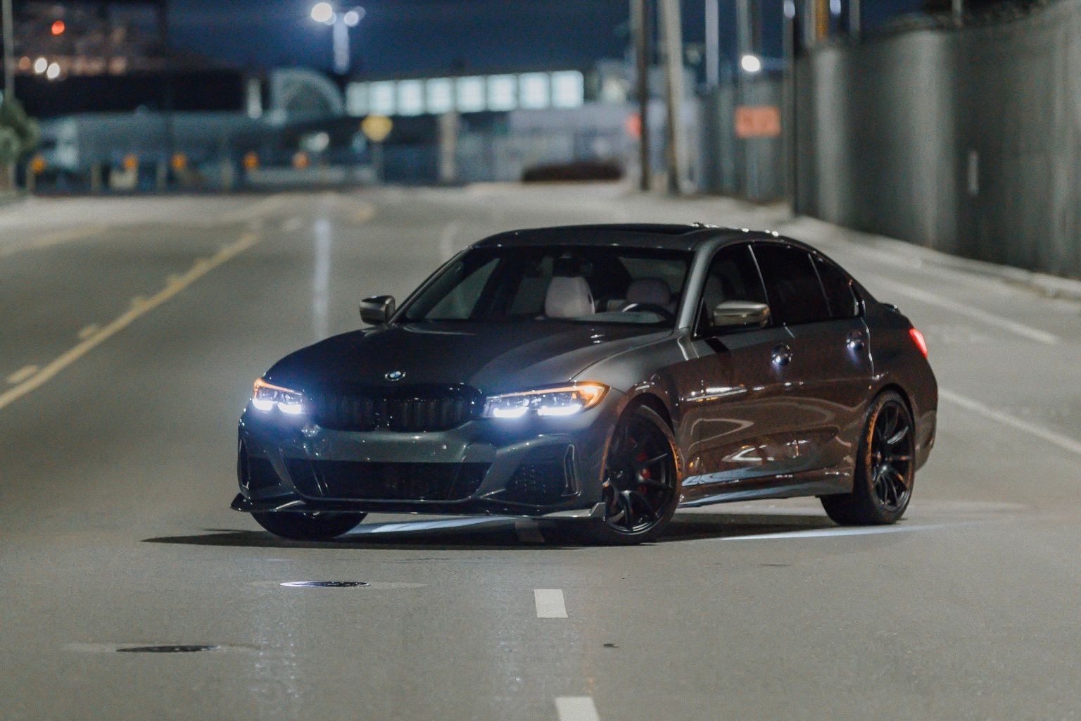 Grey BMW G20 Sedan 3 Series with 19" SM-10 Apex wheels in Satin Black