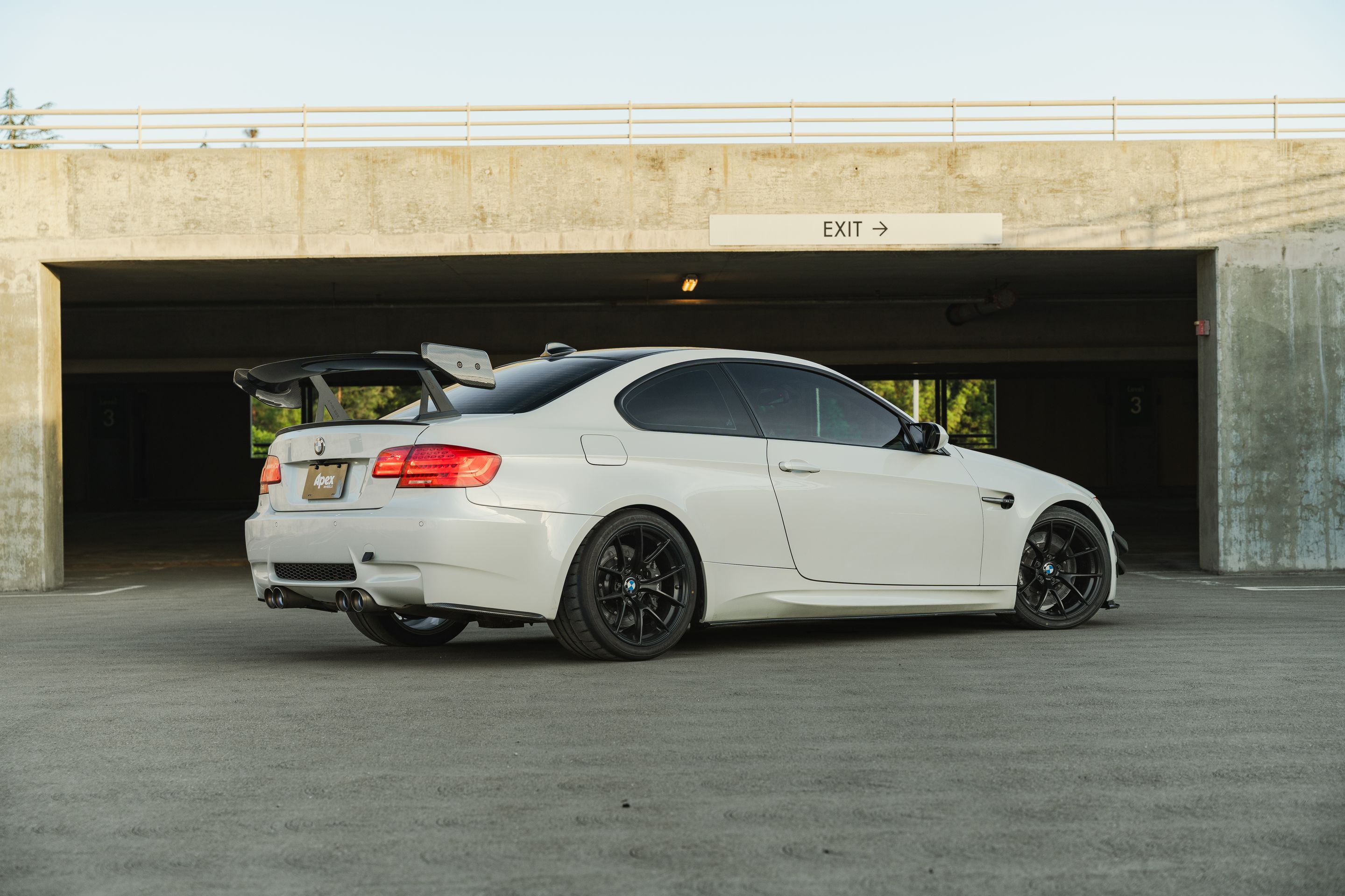 White BMW E92 Coupe M3 with 18" VS-5RS Apex wheels in Satin Black