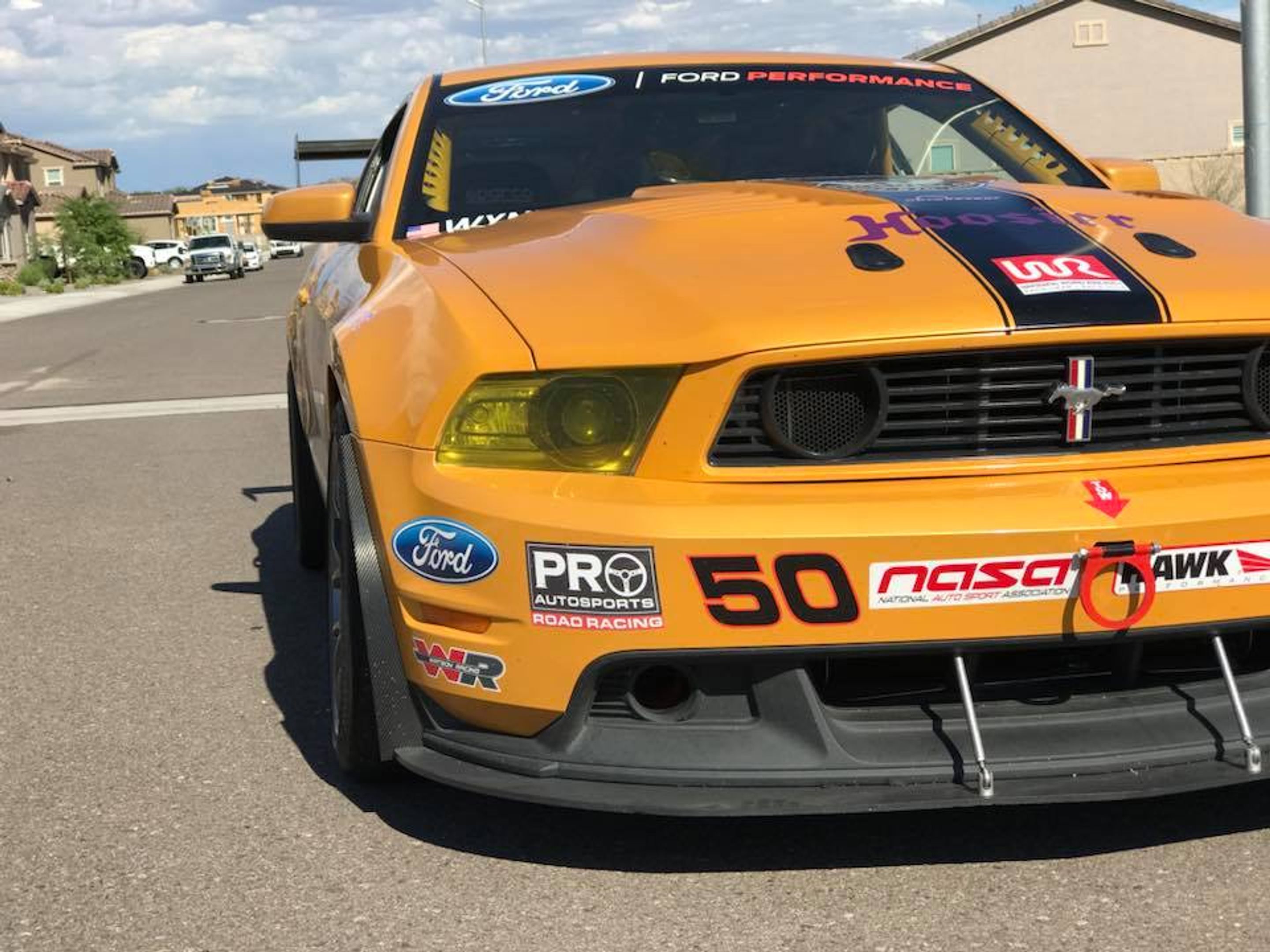Yellow Ford S197 Mustang GT with 18" EC-7 Apex wheels in Anthracite