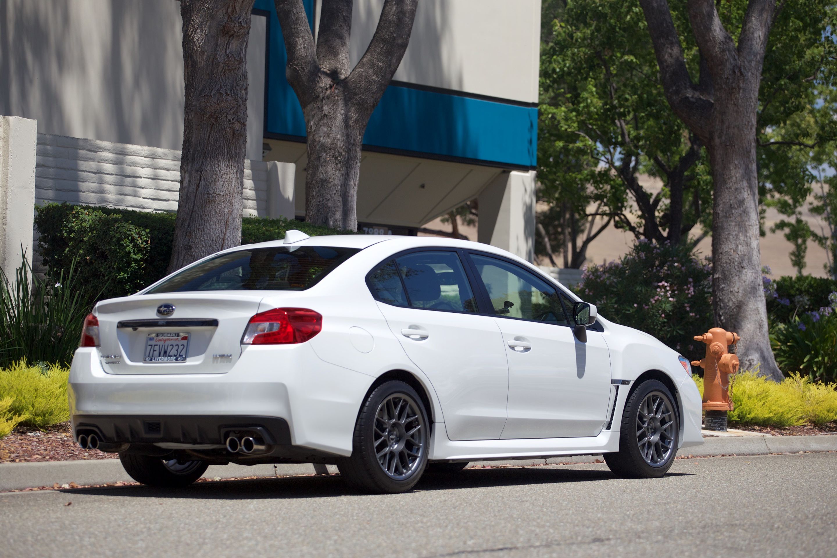White Subaru VA WRX with 17" ARC-8 Apex wheels in Anthracite