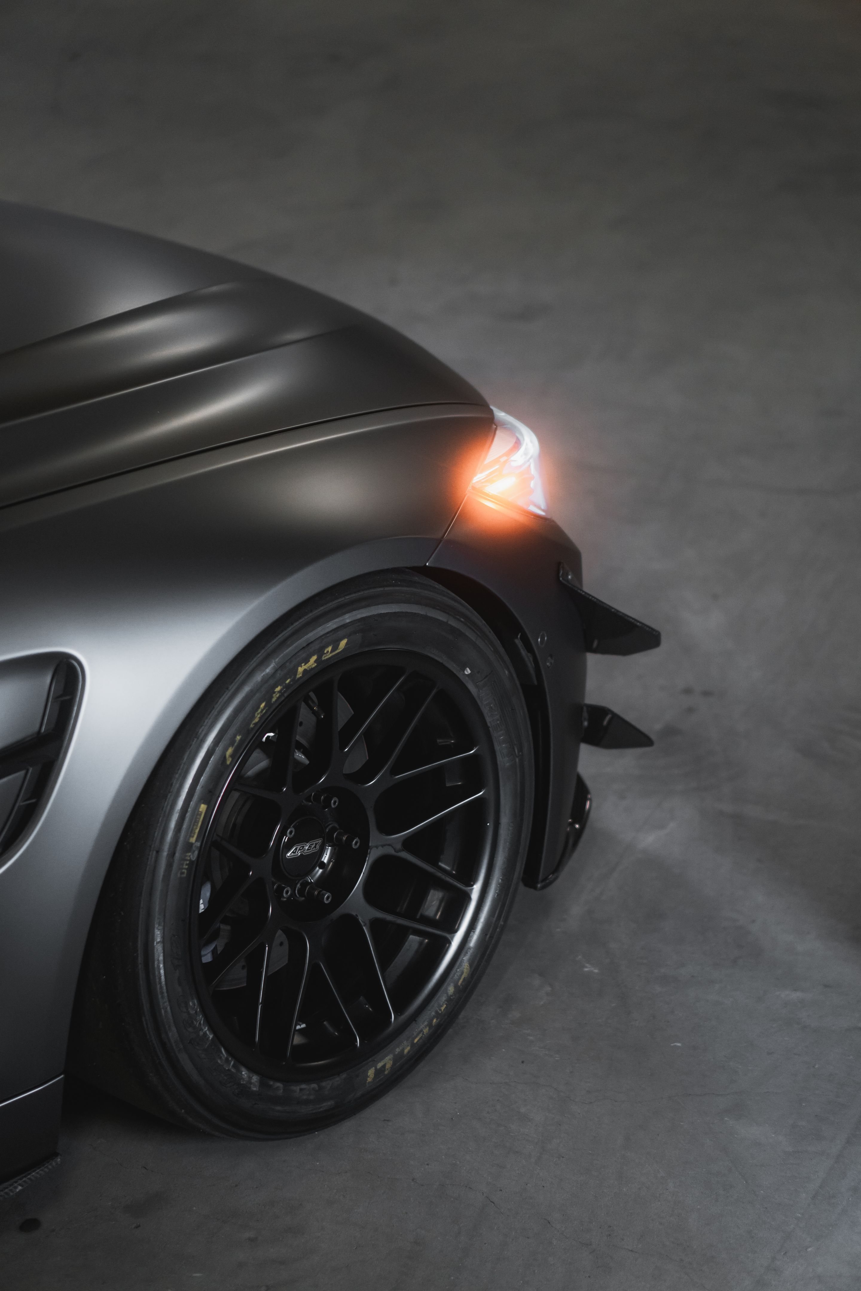 Black BMW F82 Coupe M4 with 18" ARC-8 Apex wheels in Satin Black