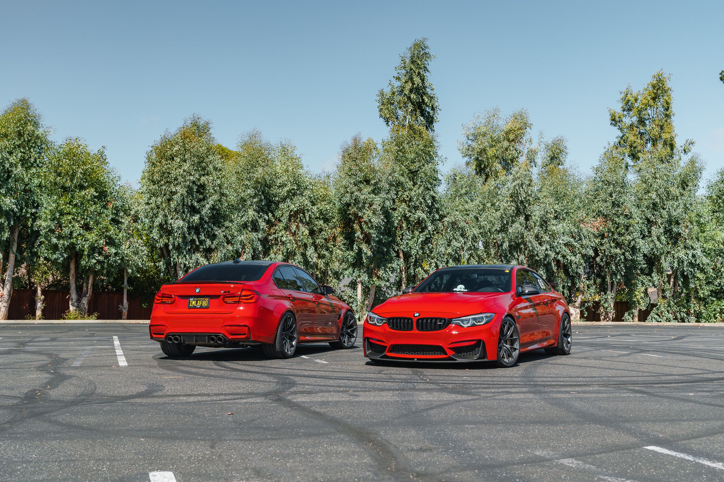 Red BMW F82 Coupe M4 with 19" VS-5RS Apex wheels in Anthracite