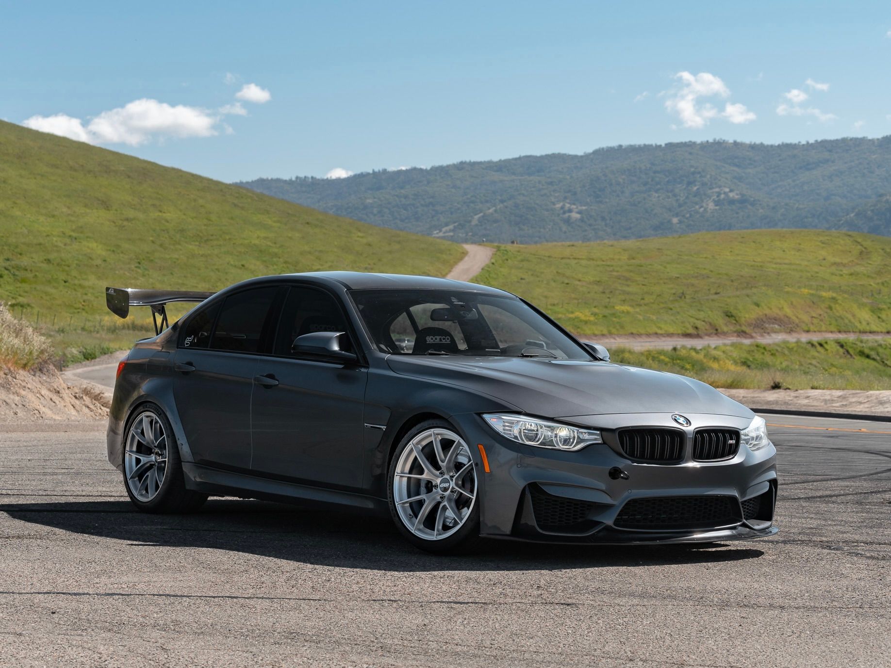 Grey BMW F80 M3 with 19" VS-5RS Apex wheels in Brushed Clear