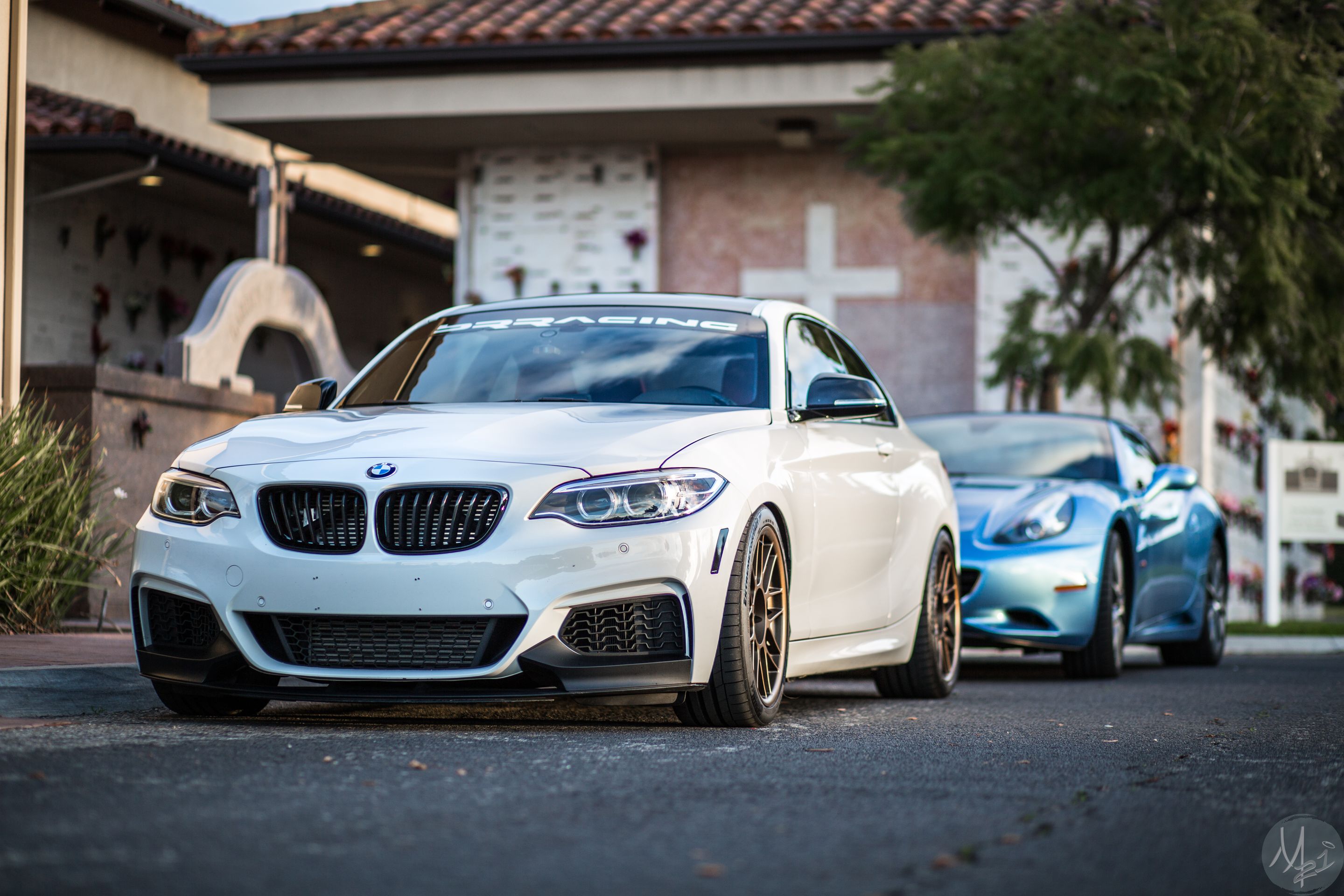White BMW F22 Coupe 2 Series with 18" ARC-8 Apex wheels in Satin Bronze