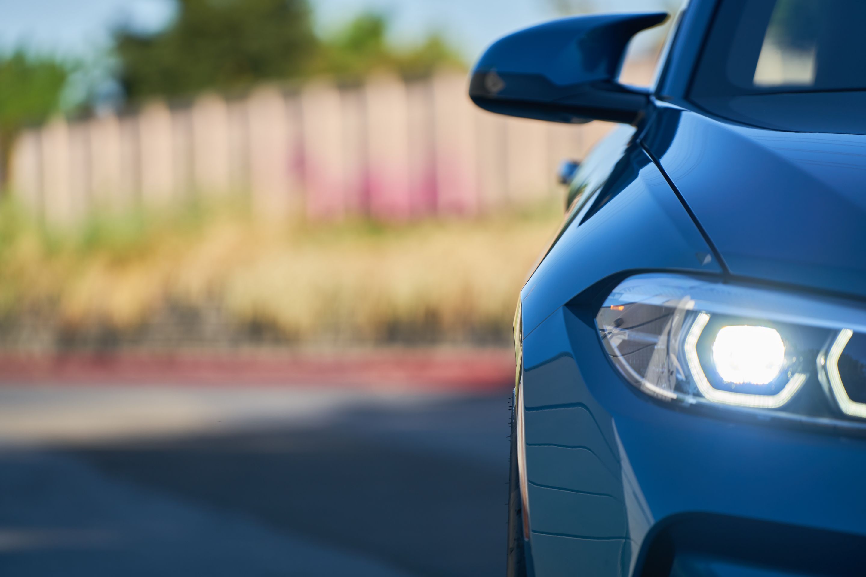 Blue BMW F87 M2 with 19" EC-7 Apex wheels in Race Silver