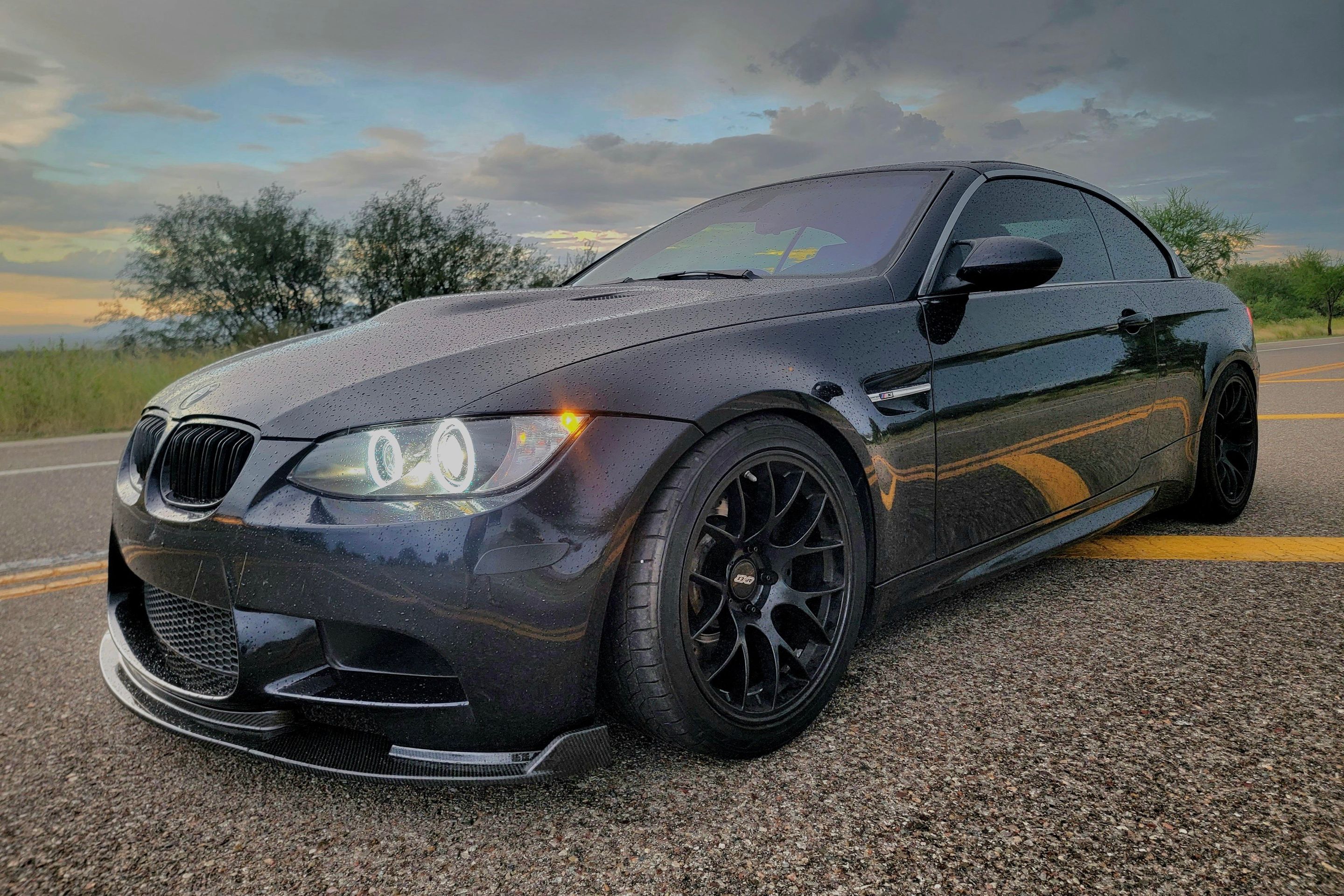 Black BMW E93 Convertible M3 with 18" EC-7 Apex wheels in Satin Black