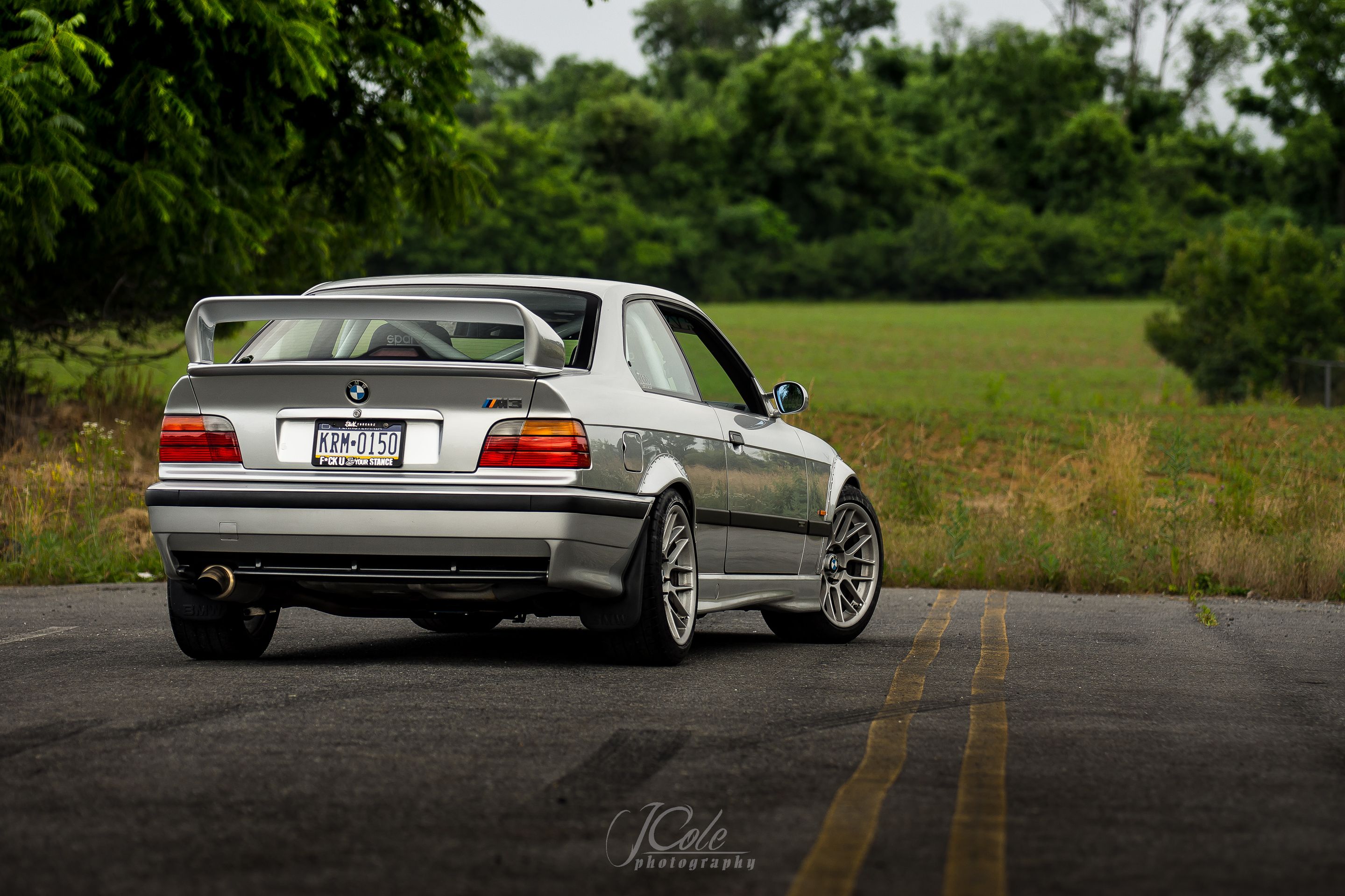 Silver BMW E36 3 Series with 17" ARC-8 Apex wheels in Hyper Silver