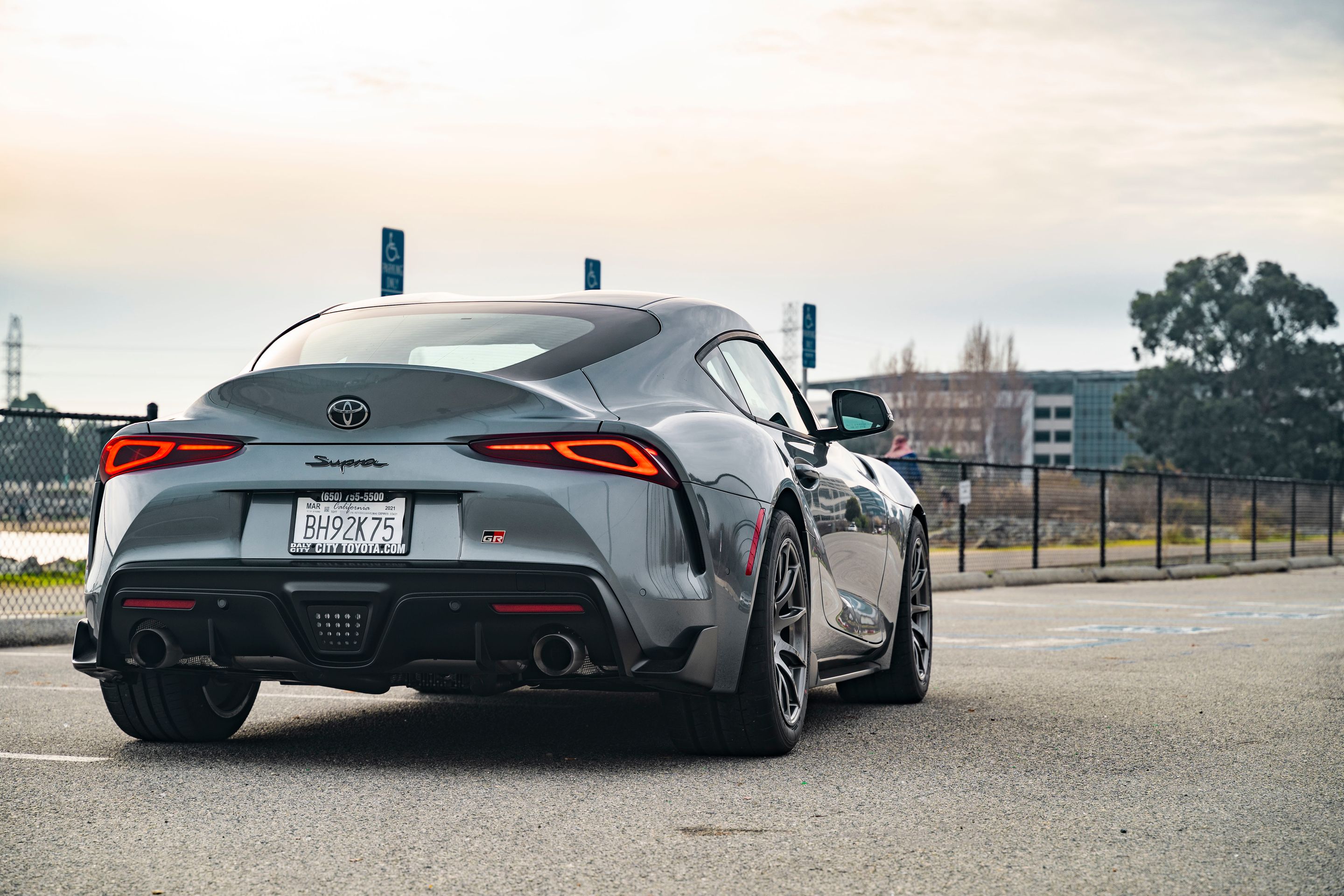 Grey Toyota GR Supra with 18" SM-10 Apex wheels in Anthracite