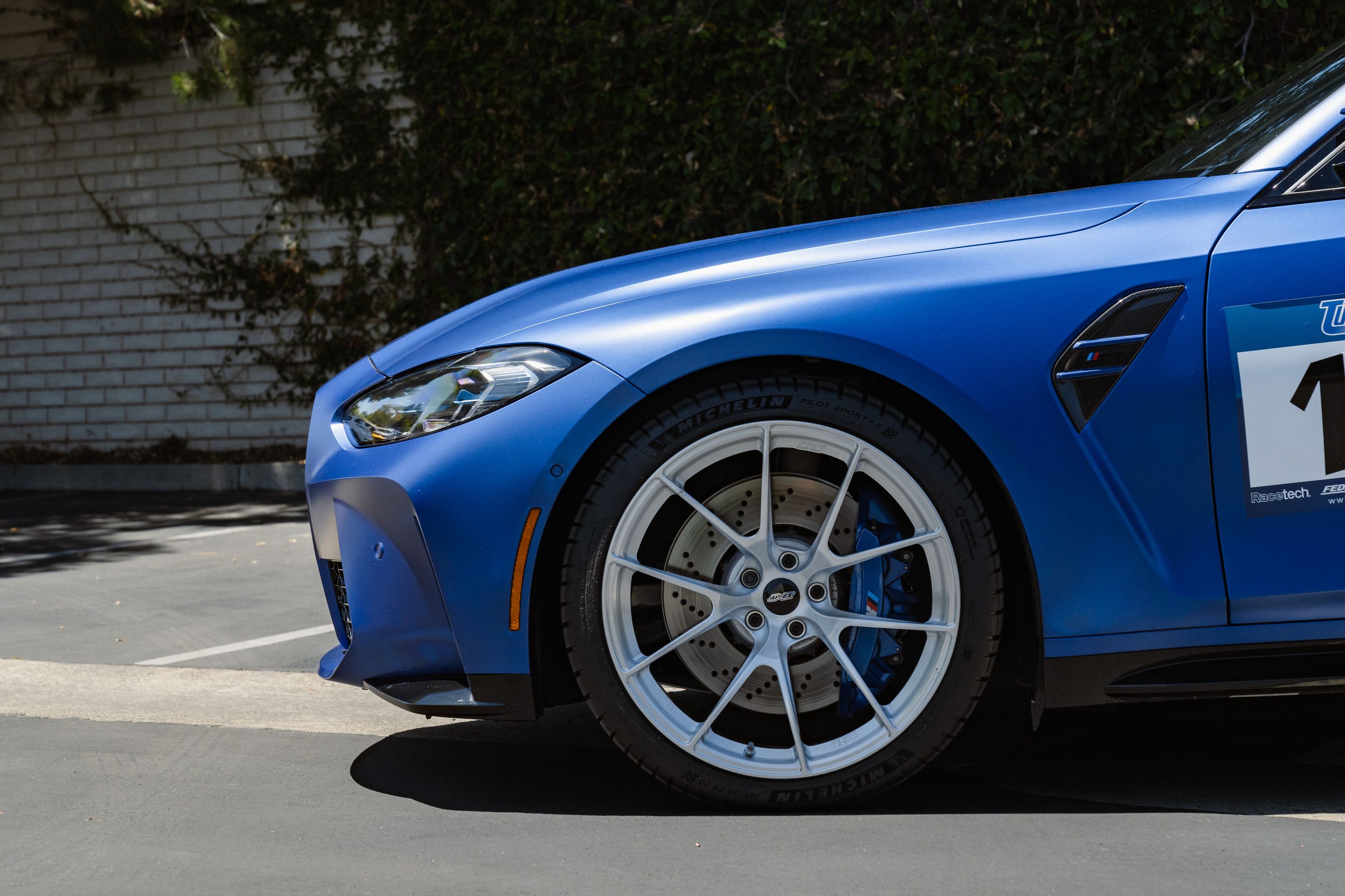 Blue BMW G80 M3 with 20" VS-5RS Apex wheels in Brushed Clear