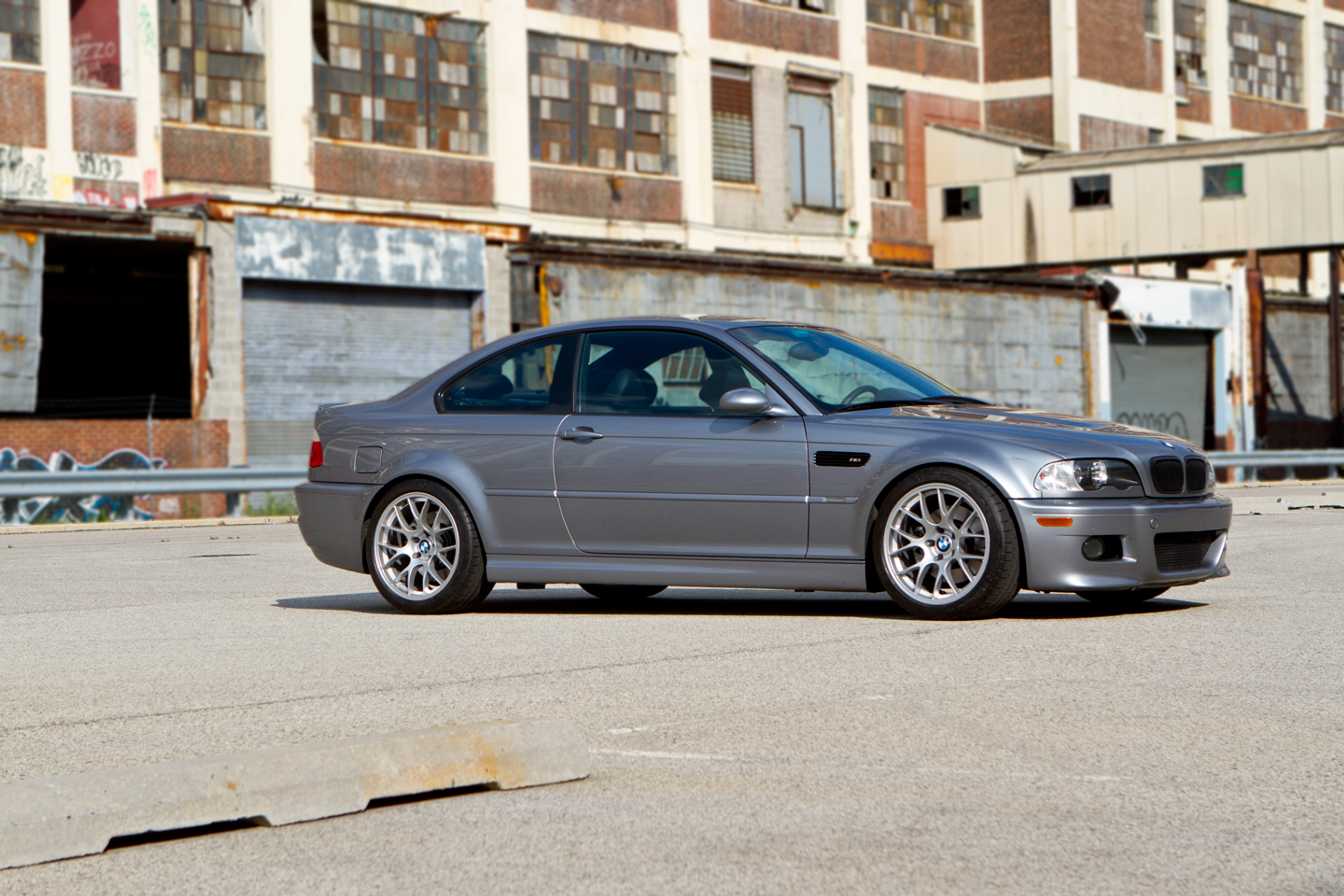 Silver BMW E46 M3 with 18" EC-7 Apex wheels in Race Silver
