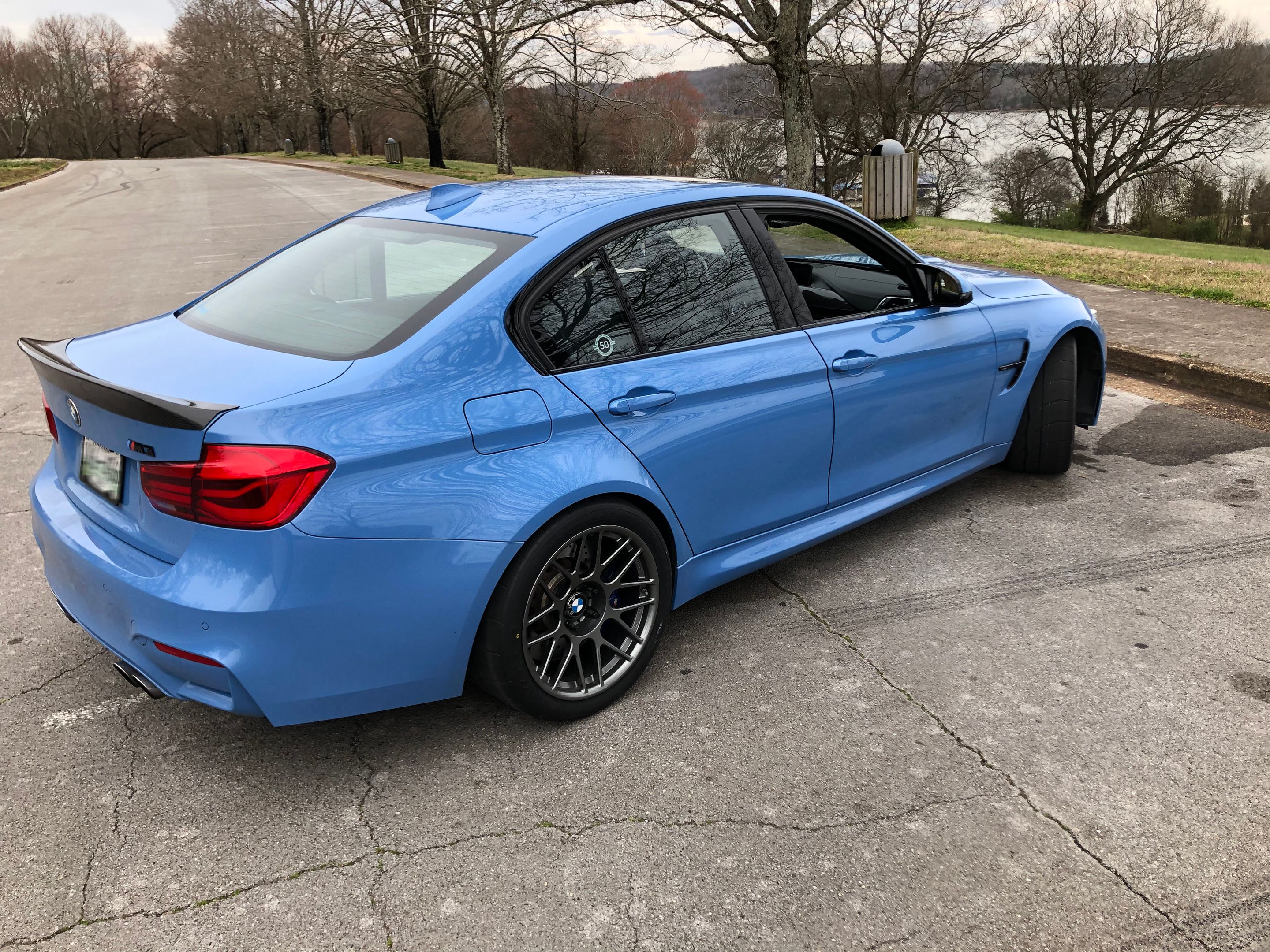 Blue BMW F80 M3 with 18" ARC-8R Apex wheels in Anthracite