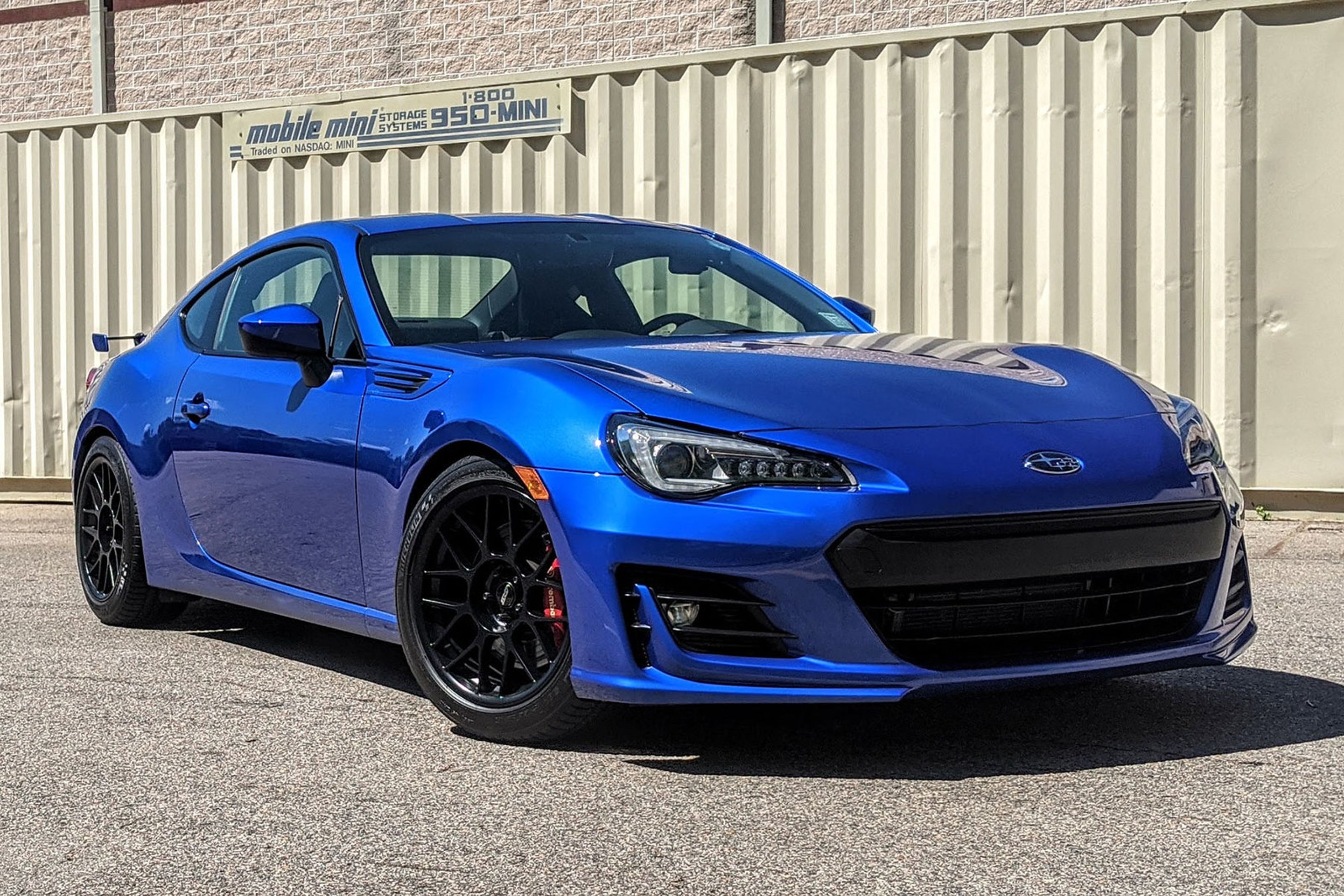 Blue Subaru ZC6 / Gen 1 BRZ with 17" ARC-8 Apex wheels in Satin Black