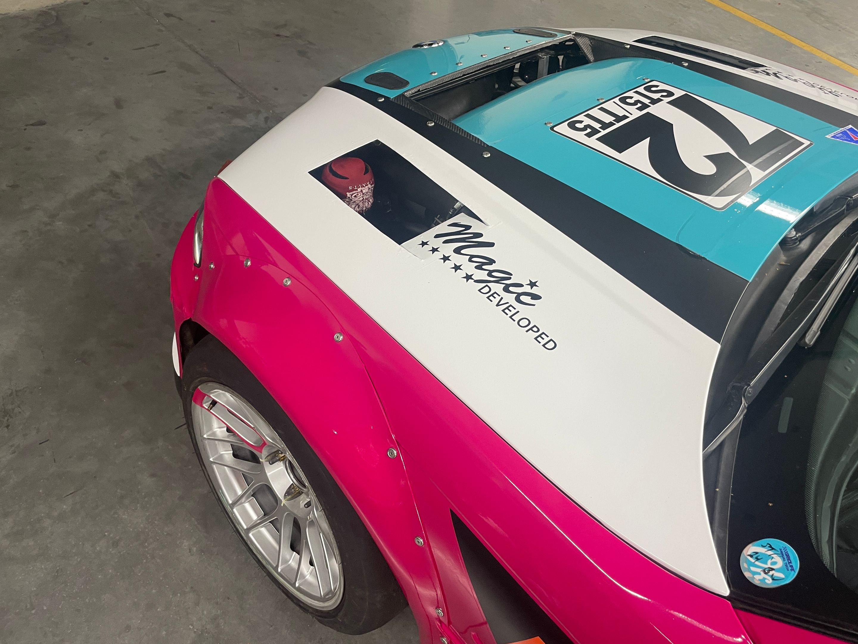 Multicolor BMW E46 3 Series with 17" ARC-8 Apex wheels in Hyper Silver