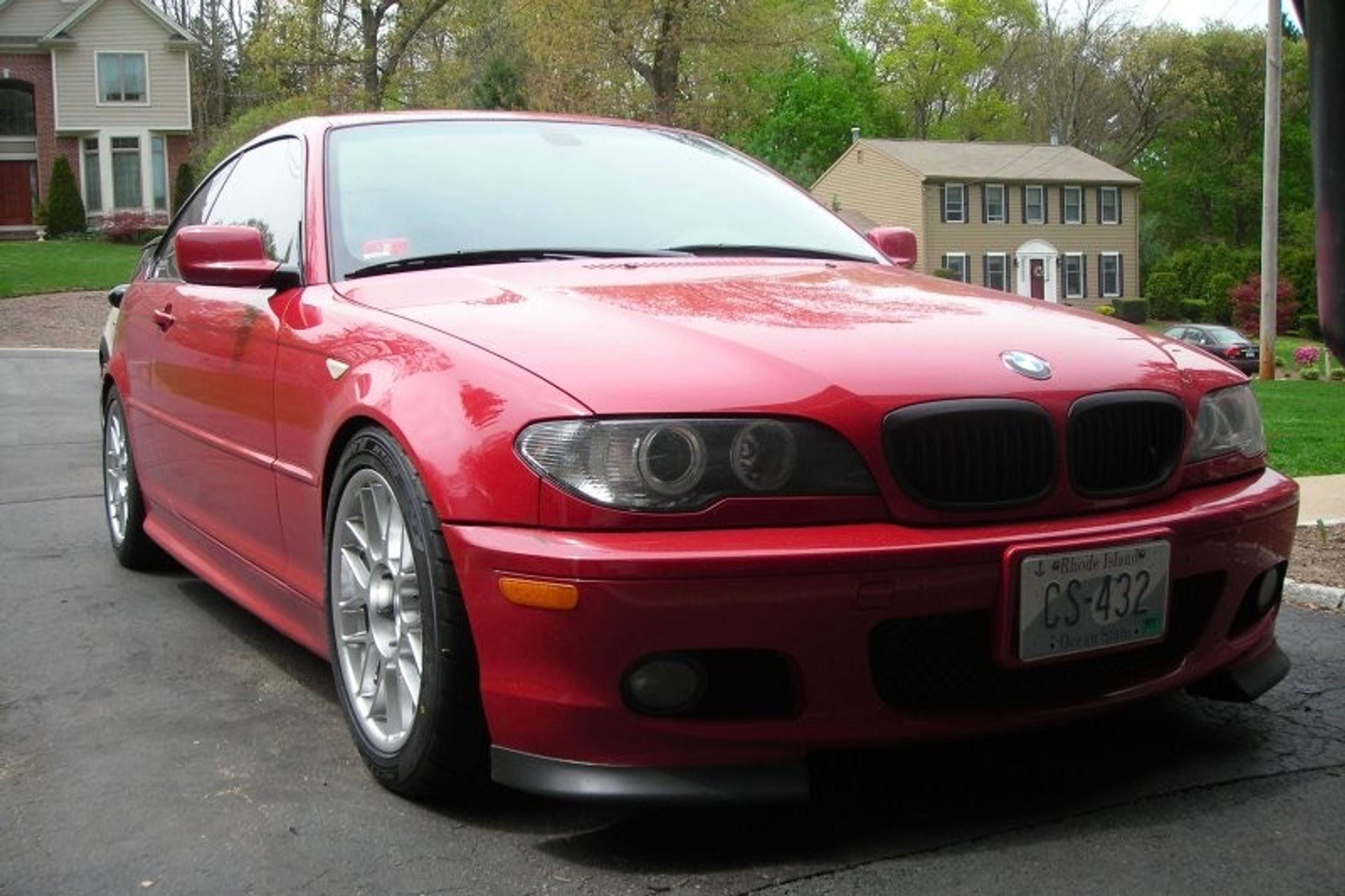 Red BMW E46 3 Series with 17" ARC-8 Apex wheels in Hyper Silver