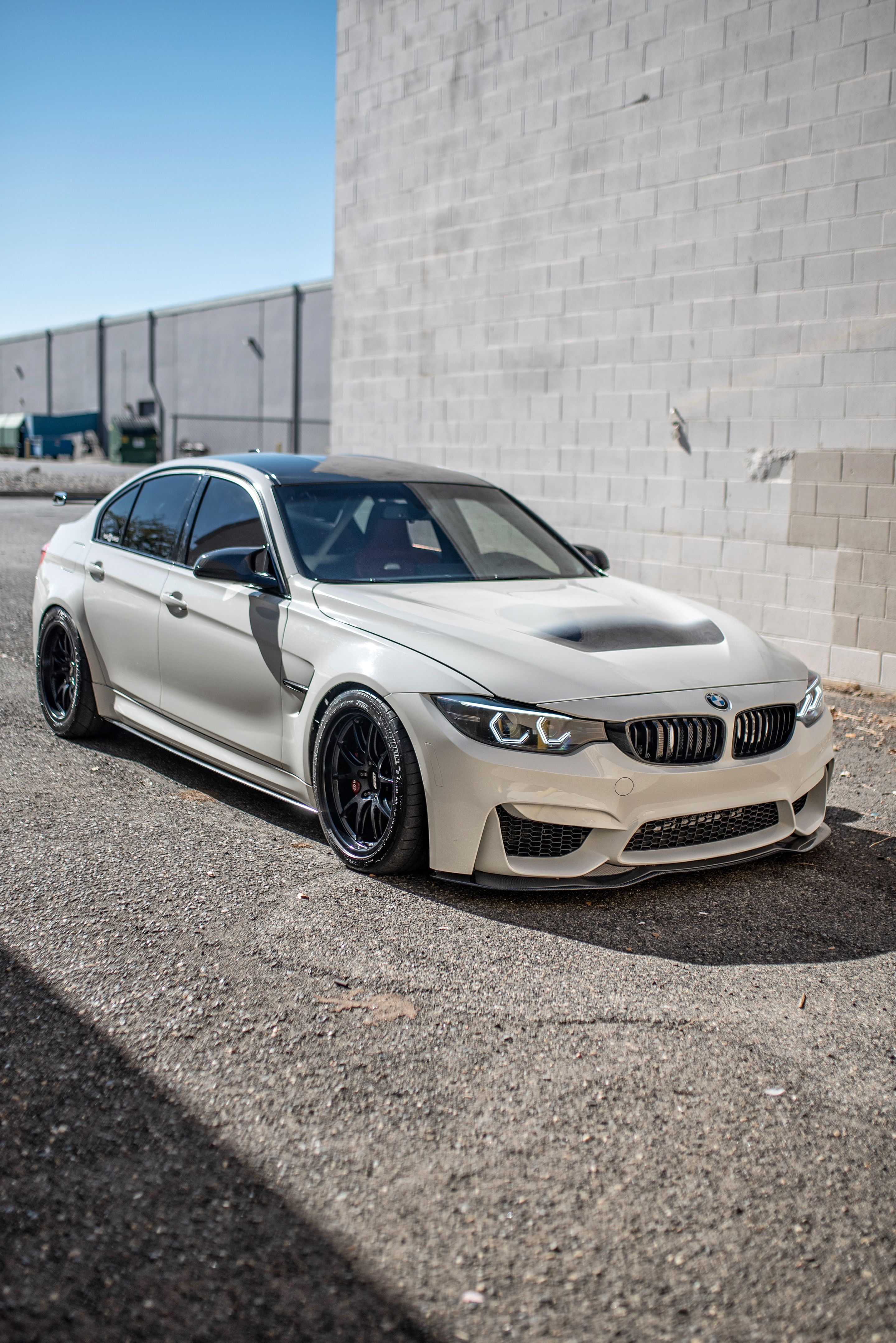 White BMW F80 M3 with 18" FL-5 Apex wheels in Satin Black