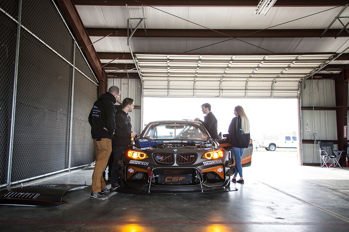 Grey BMW F87 M2 with 18" FL-5 Apex wheels in Race Silver