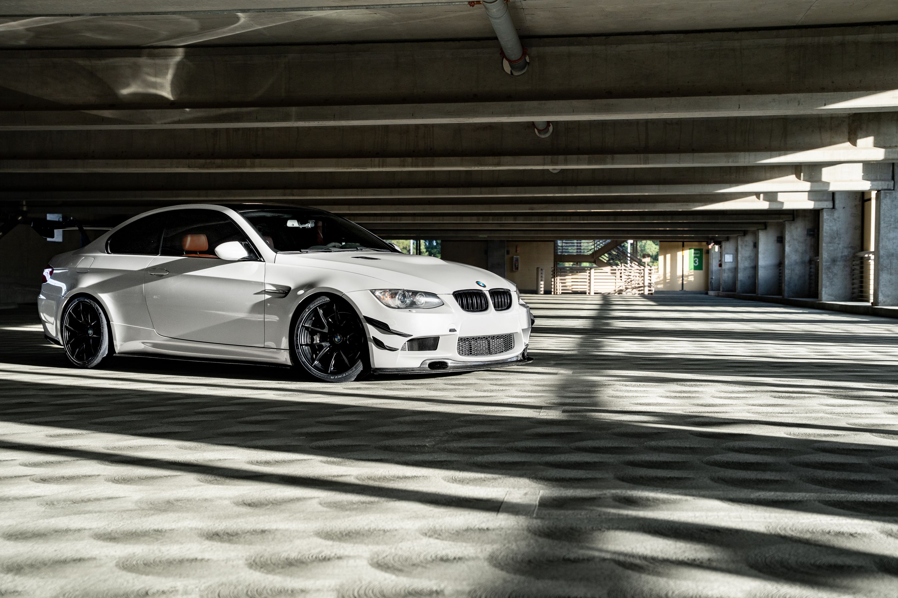 White BMW E92 Coupe M3 with 18" VS-5RS Apex wheels in Satin Black