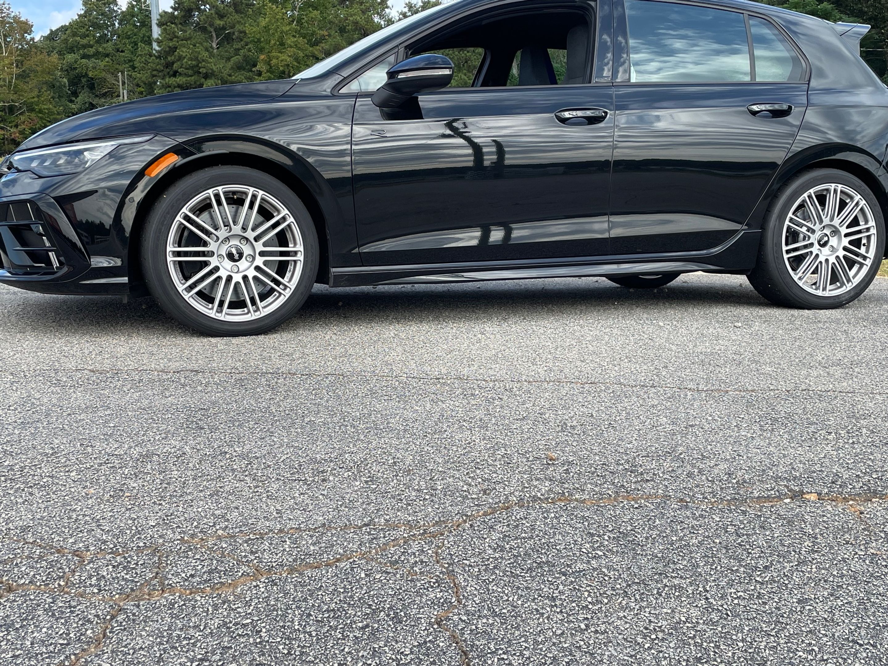 Black VW MK8 Golf R with 18" TC-10RT Apex wheels in Race Silver