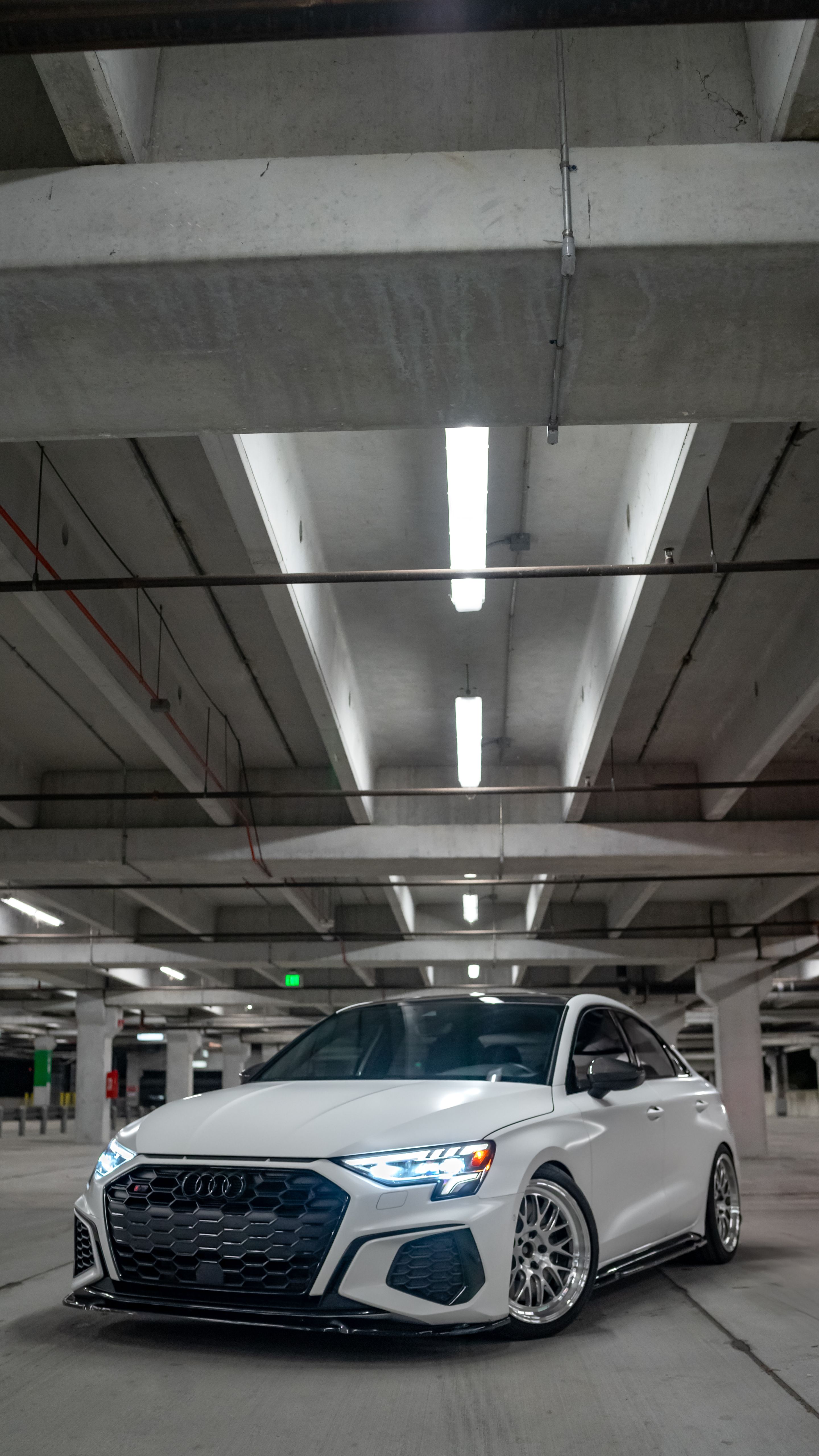 White Audi 8Y S3 with 18" ML-10RT Apex wheels in Machined Lip Brushed Clear