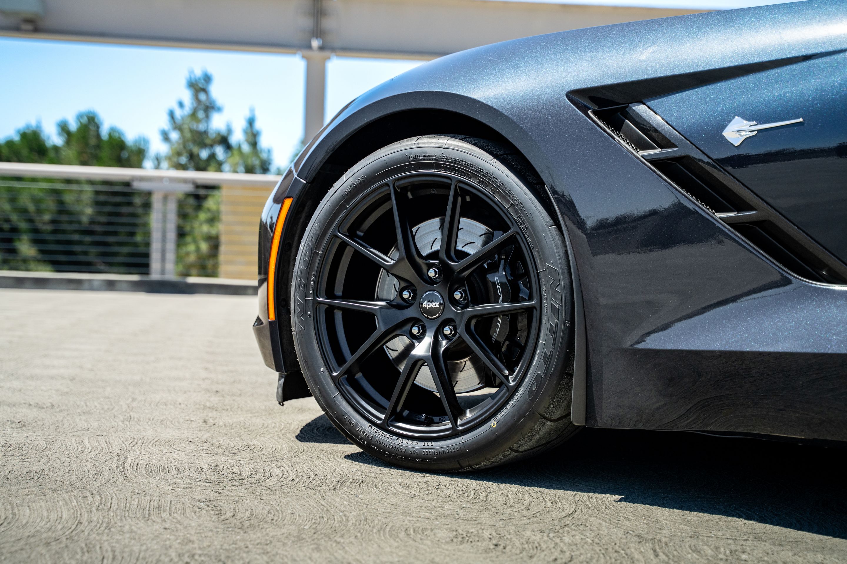 Grey Chevrolet C7 Corvette Stingray/Z51 with 18" VS-5 Apex wheels in Satin Black