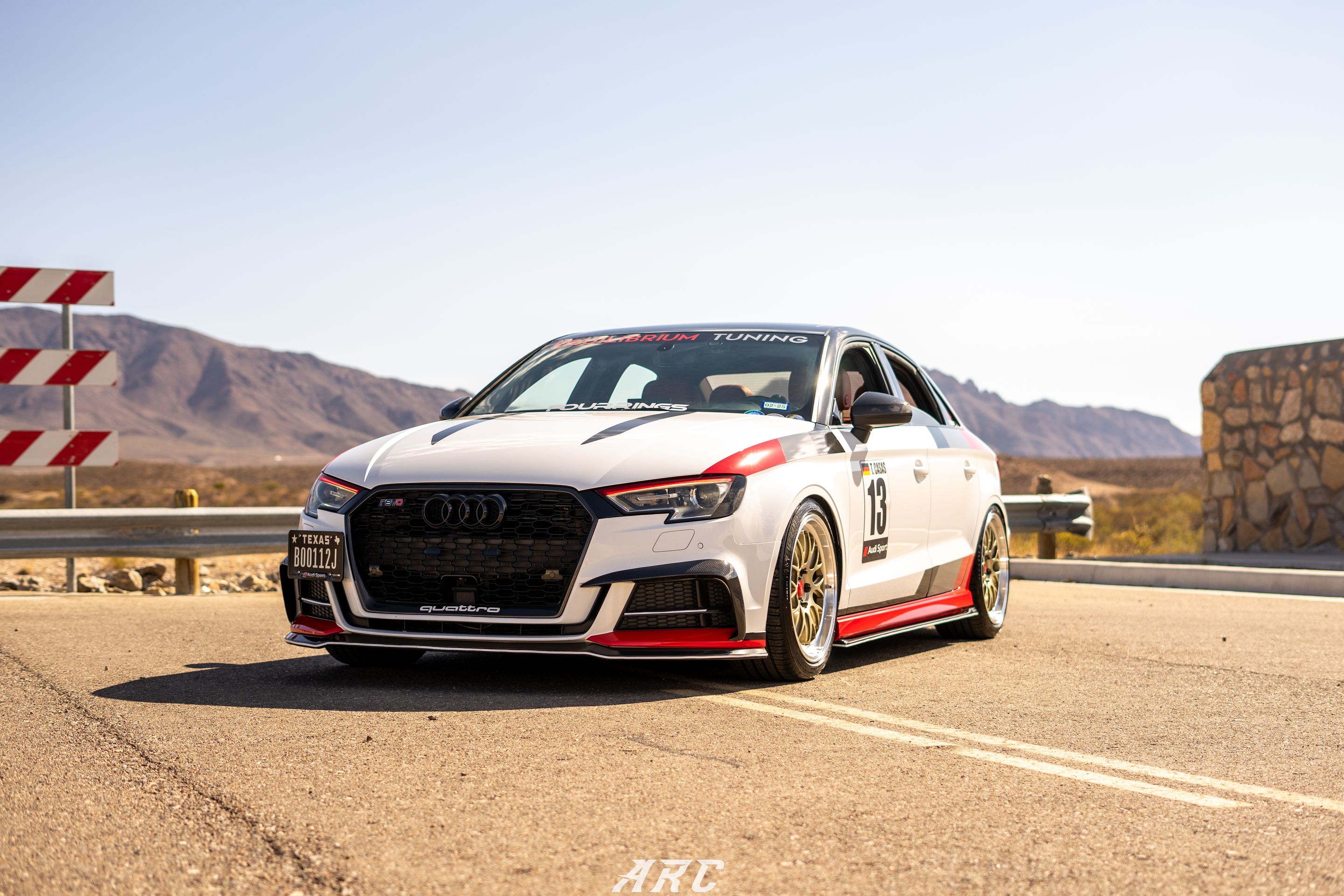 Race Livery Audi 8V A3 with 18" ML-10RT Apex wheels in Machined Lip Gloss Motorsport Gold