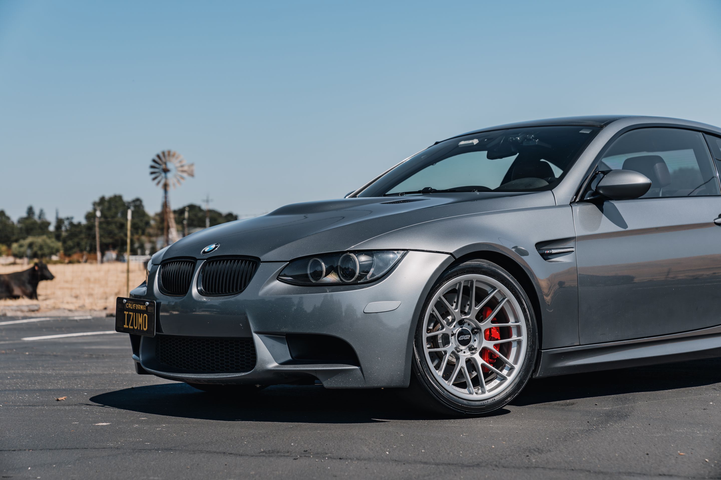 Grey BMW E92 Coupe M3 with 18" ARC-8RT Apex wheels in Race Silver
