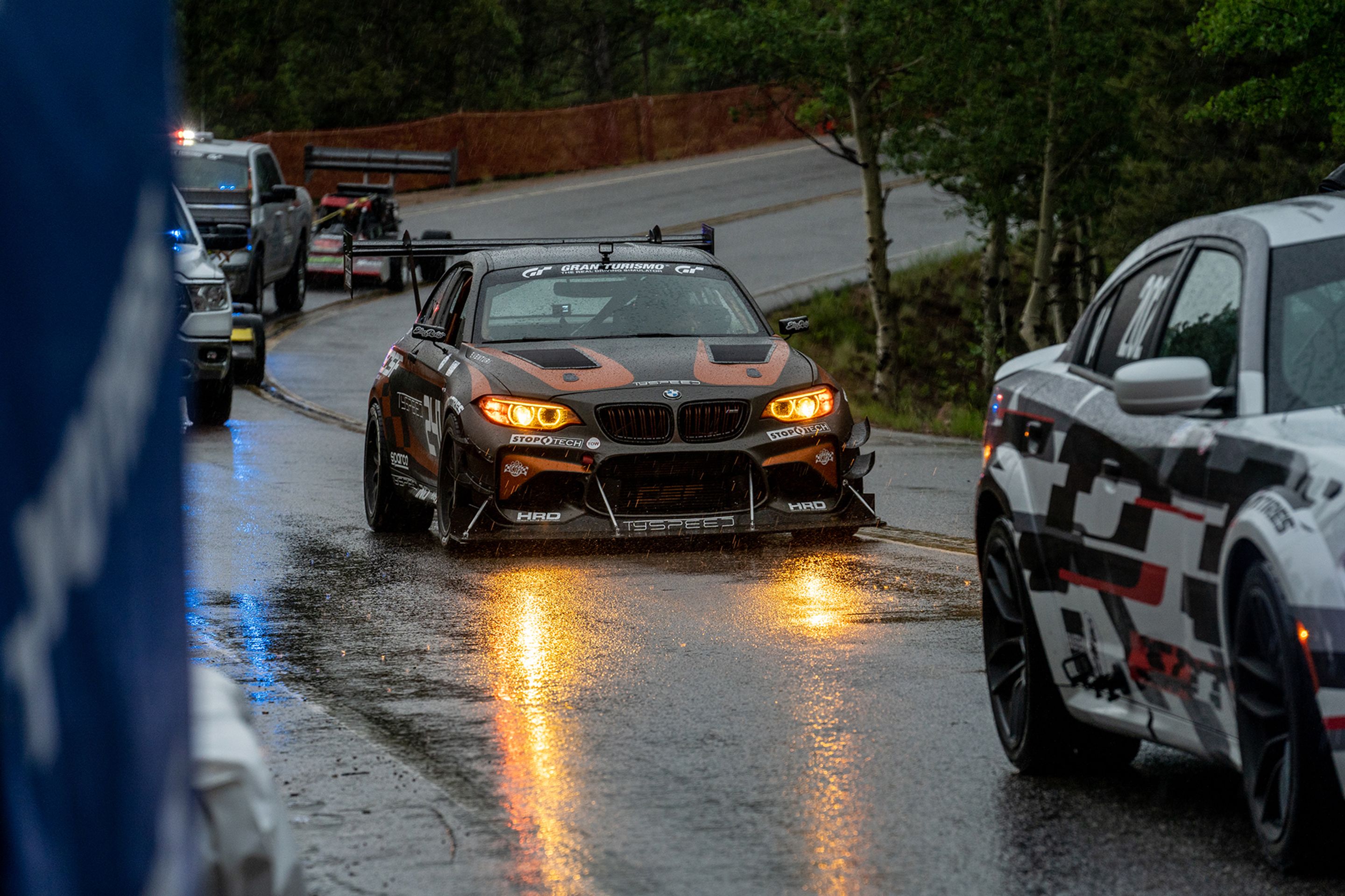 Grey BMW F87 M2 with 18" FL-5 Apex wheels in Satin Black