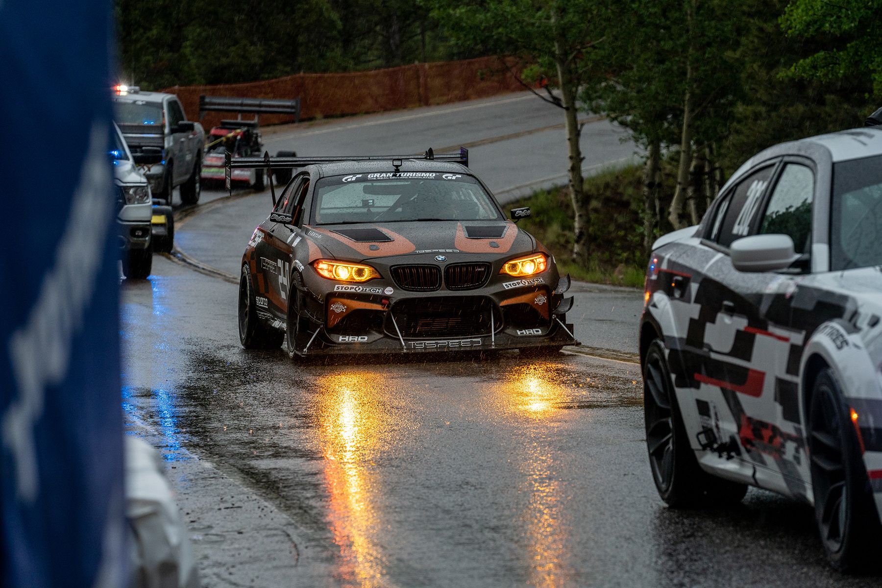 Grey BMW F87 M2 with 18" FL-5 Apex wheels in Satin Black