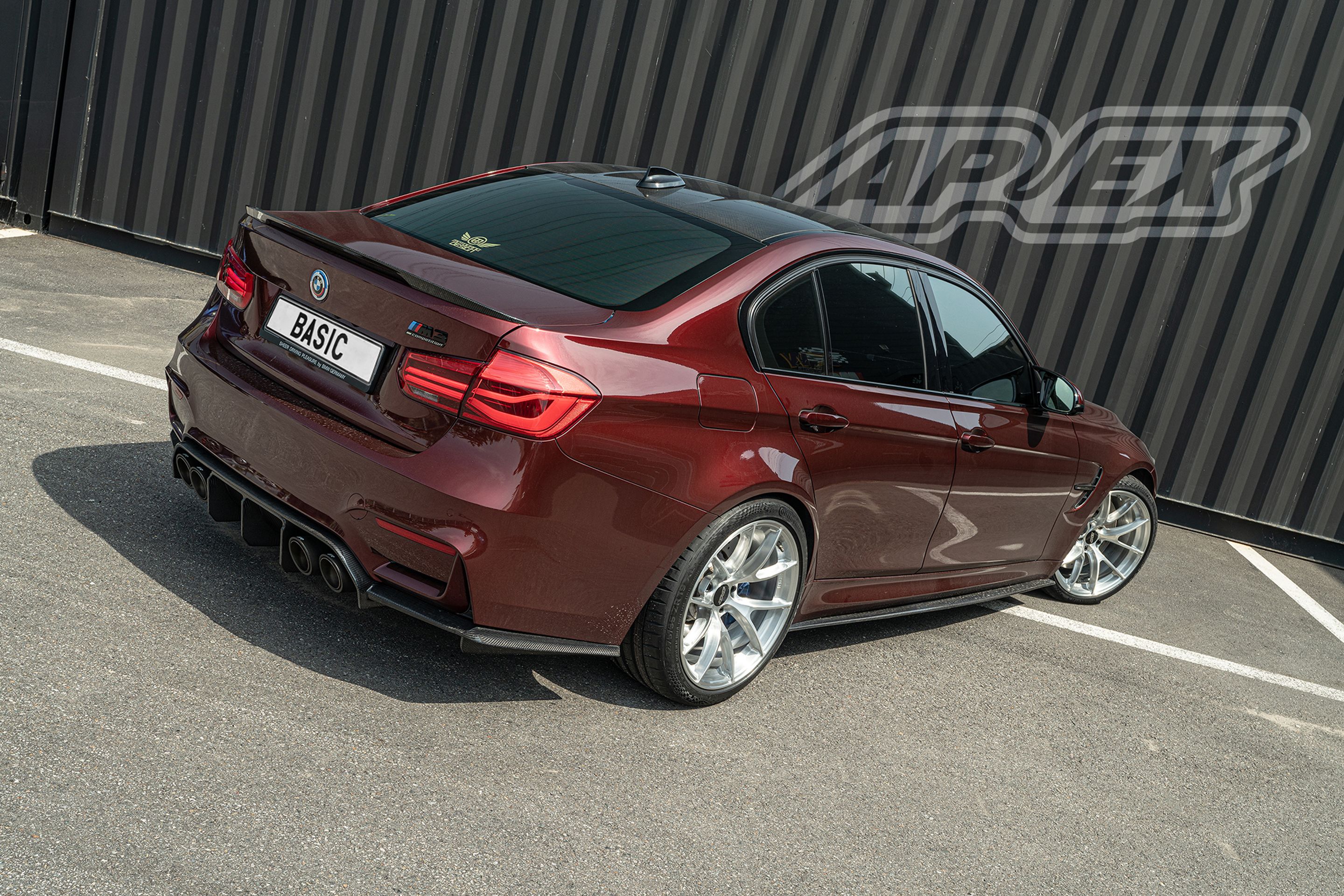 Red BMW F80 M3 with 19" VS-5RS Apex wheels in Brushed Clear