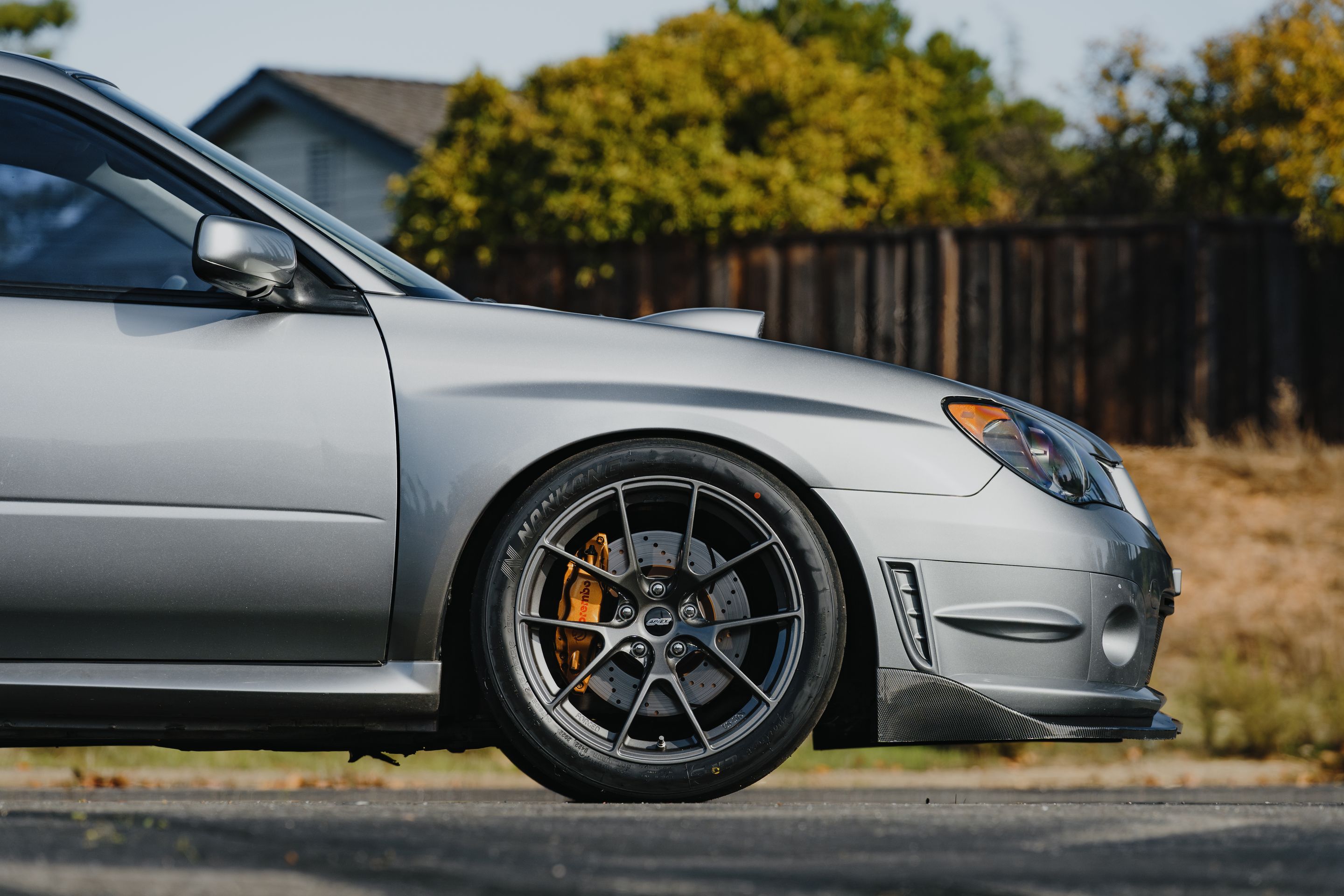 Silver Subaru GD WRX STI with 18" VS-5RS Apex wheels in Anthracite
