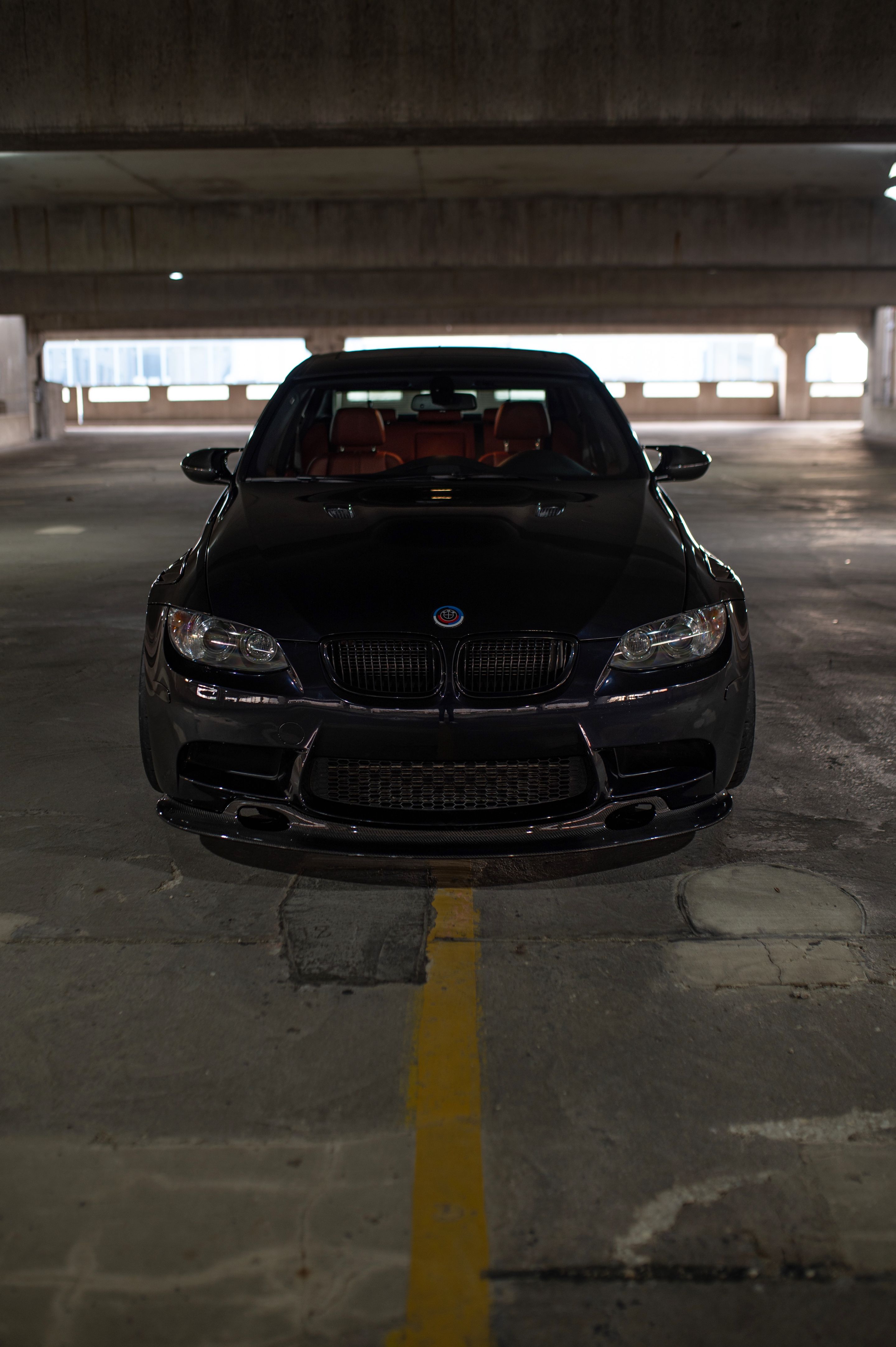 Black BMW E90 Sedan M3 with 18" ARC-8 Apex wheels in Satin Black