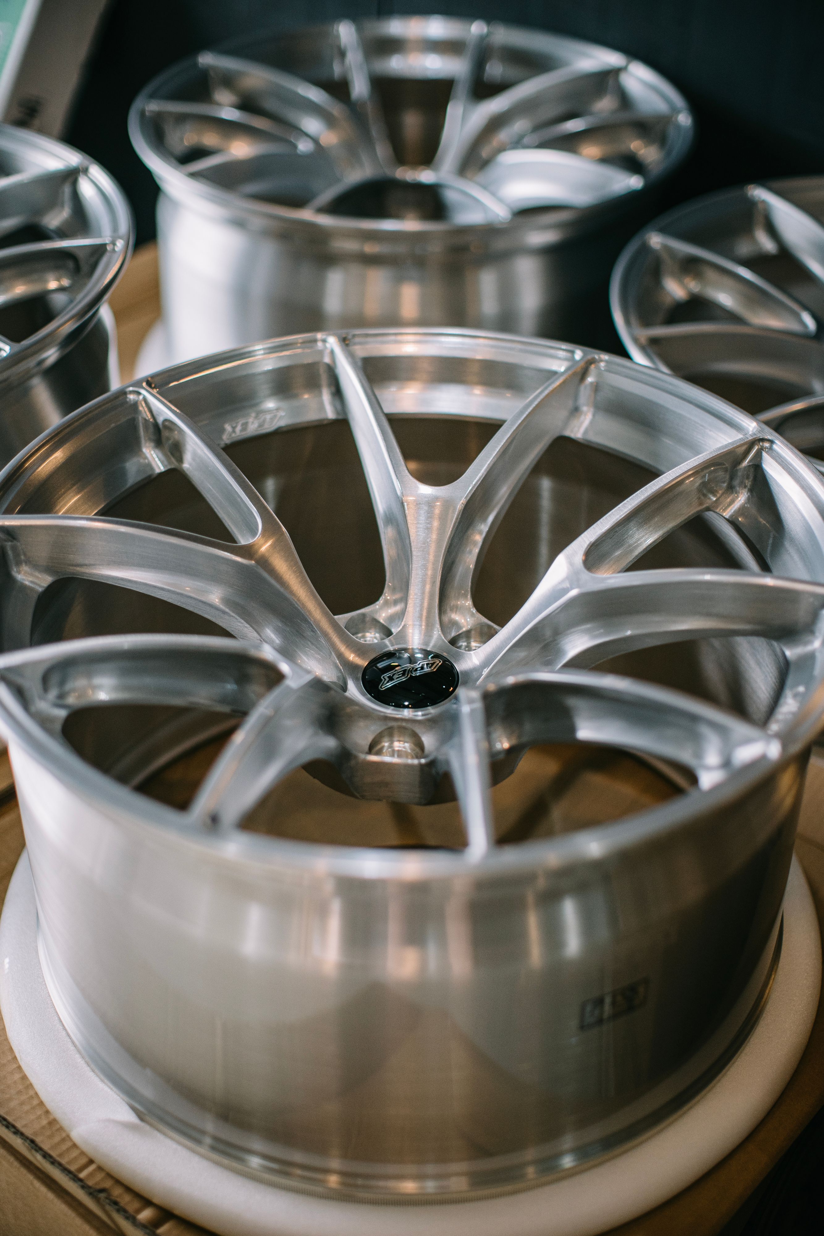 Green BMW G80 M3 with 19" VS-5RS Apex wheels in Brushed Clear