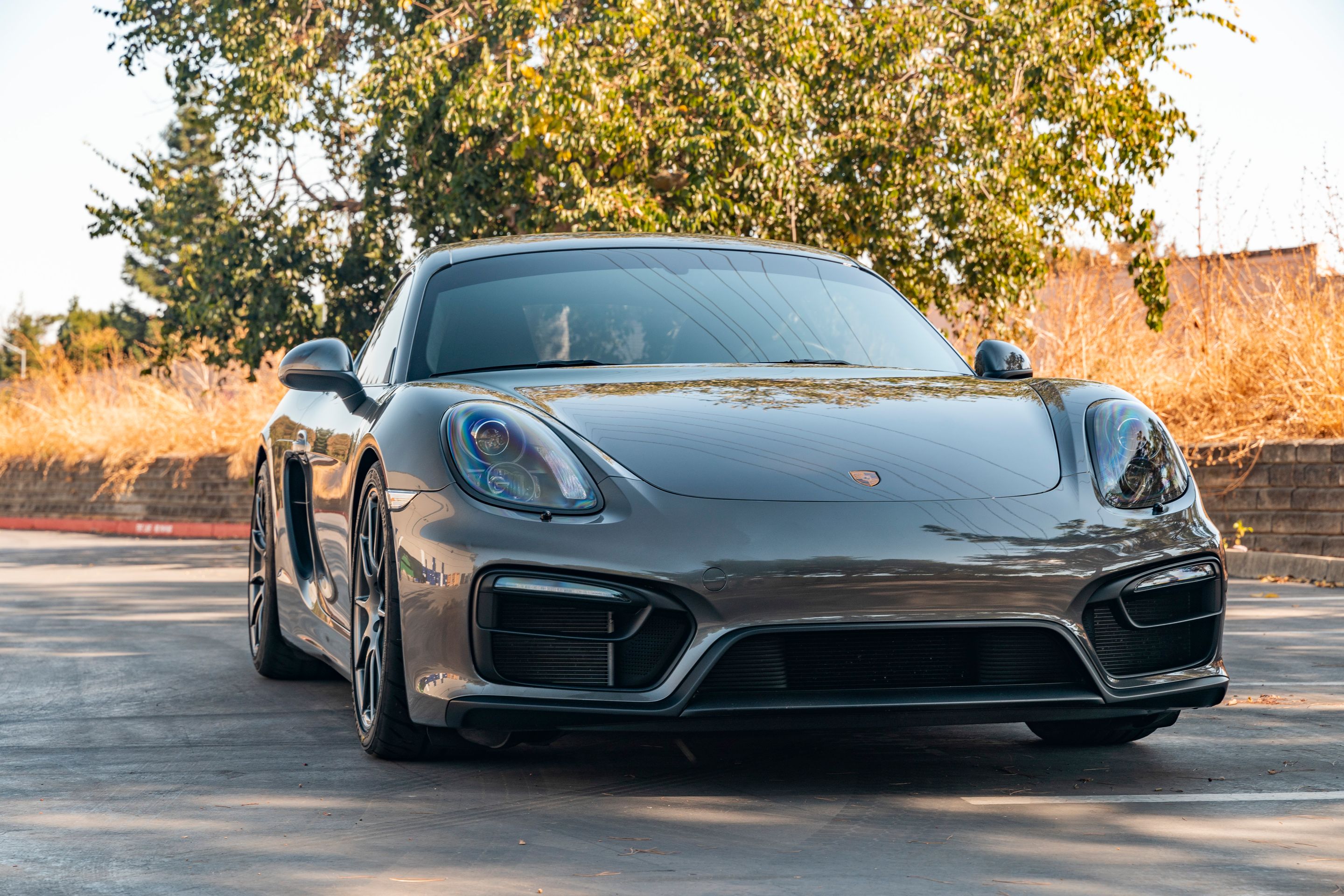 Grey Porsche 981 Cayman GTS with 19" SM-10 Apex wheels in Anthracite