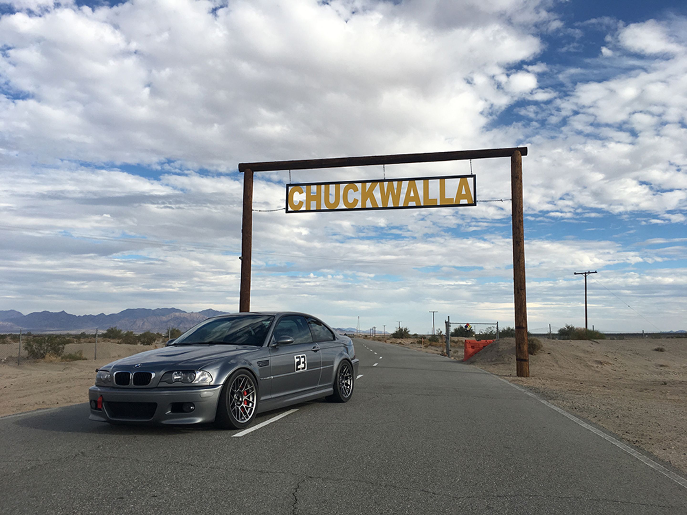 Grey BMW E46 M3 with 18" ARC-8 Apex wheels in Hyper Black