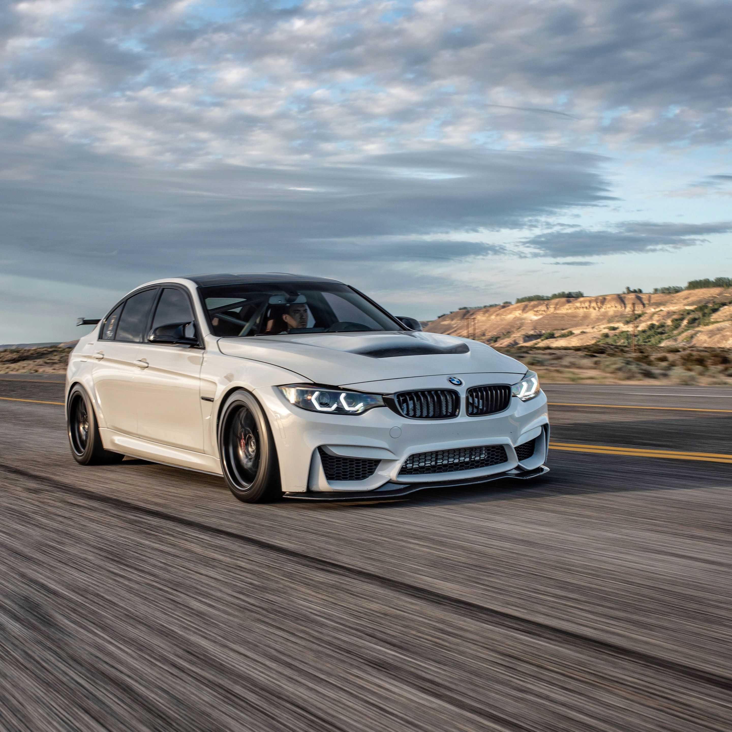 White BMW F80 M3 with 18" FL-5 Apex wheels in Satin Black