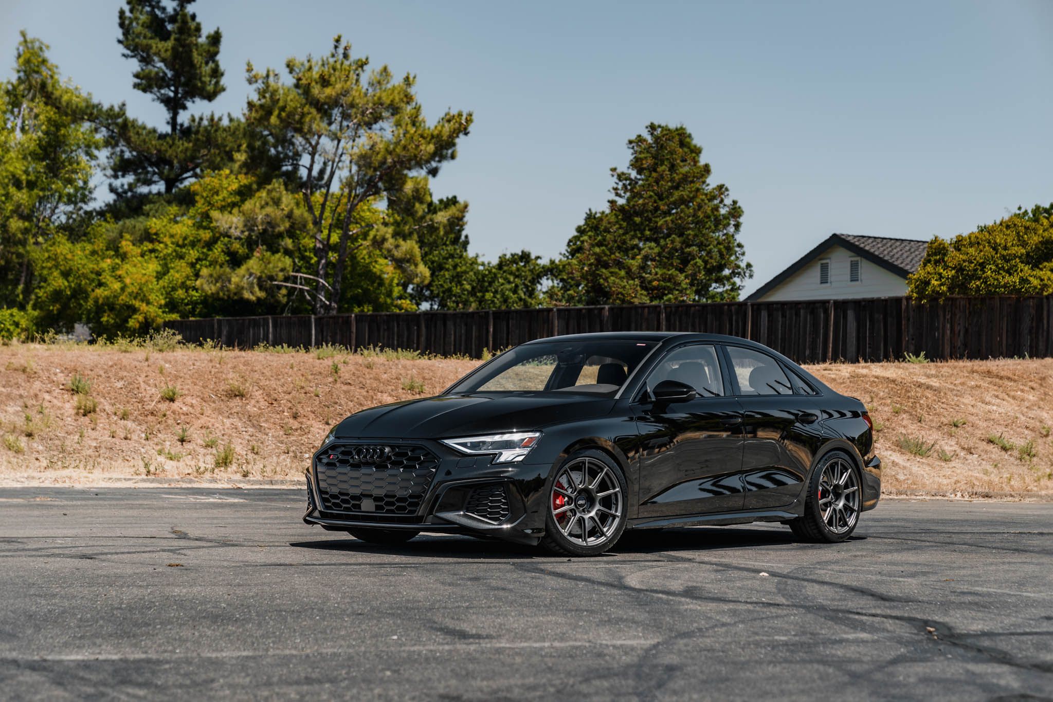 Black Audi 8Y S3 with 18" SM-10 Apex wheels in Anthracite