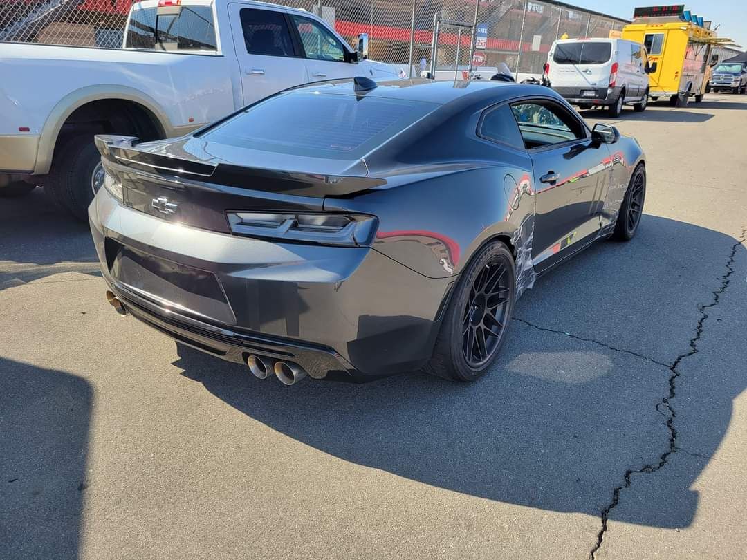 Grey Chevrolet 6th Gen Camaro SS with 19" ARC-8 Apex wheels in Satin Black
