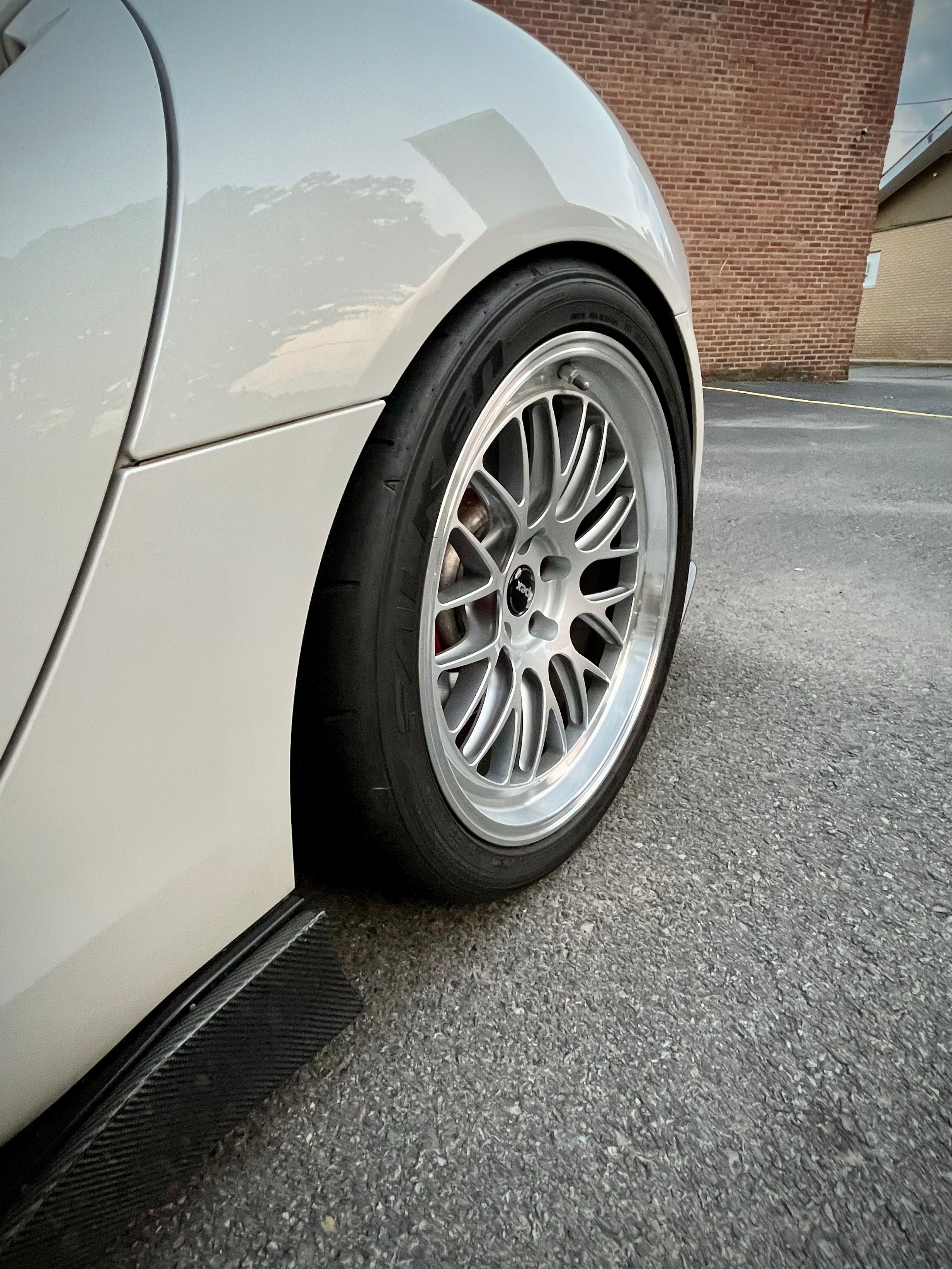 White Toyota GR Supra with 19" ML-10RT Apex wheels in Machined Lip Race Silver