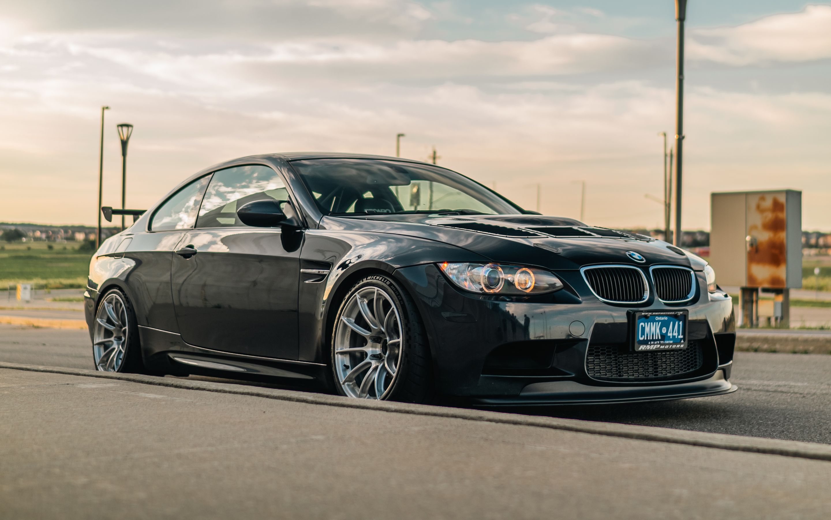 Black BMW E92 Coupe M3 with 18" SM-10RS Apex wheels in Brushed Clear