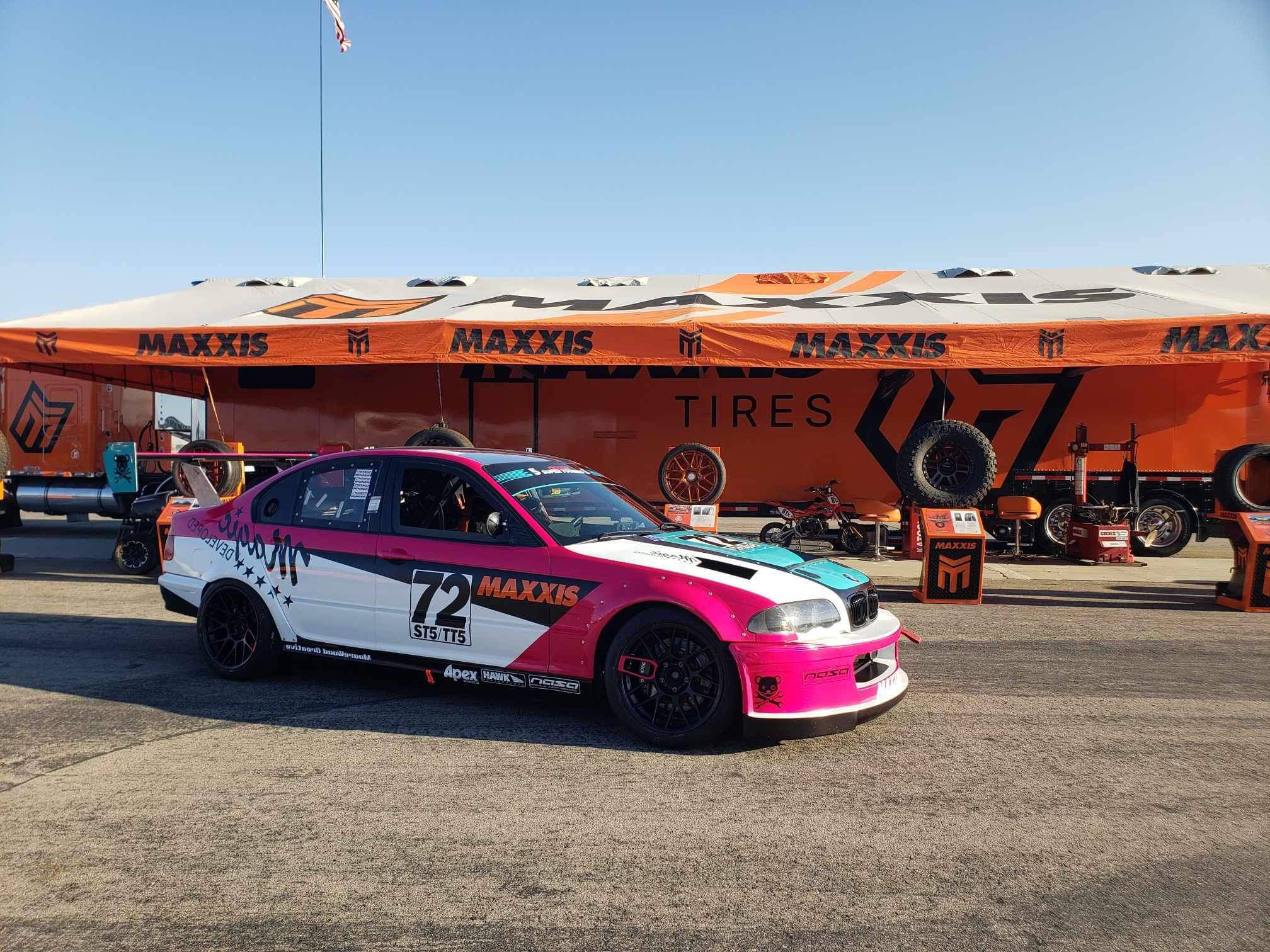 Multicolor BMW E36 3 Series with 17" ARC-8 Apex wheels in Satin Black