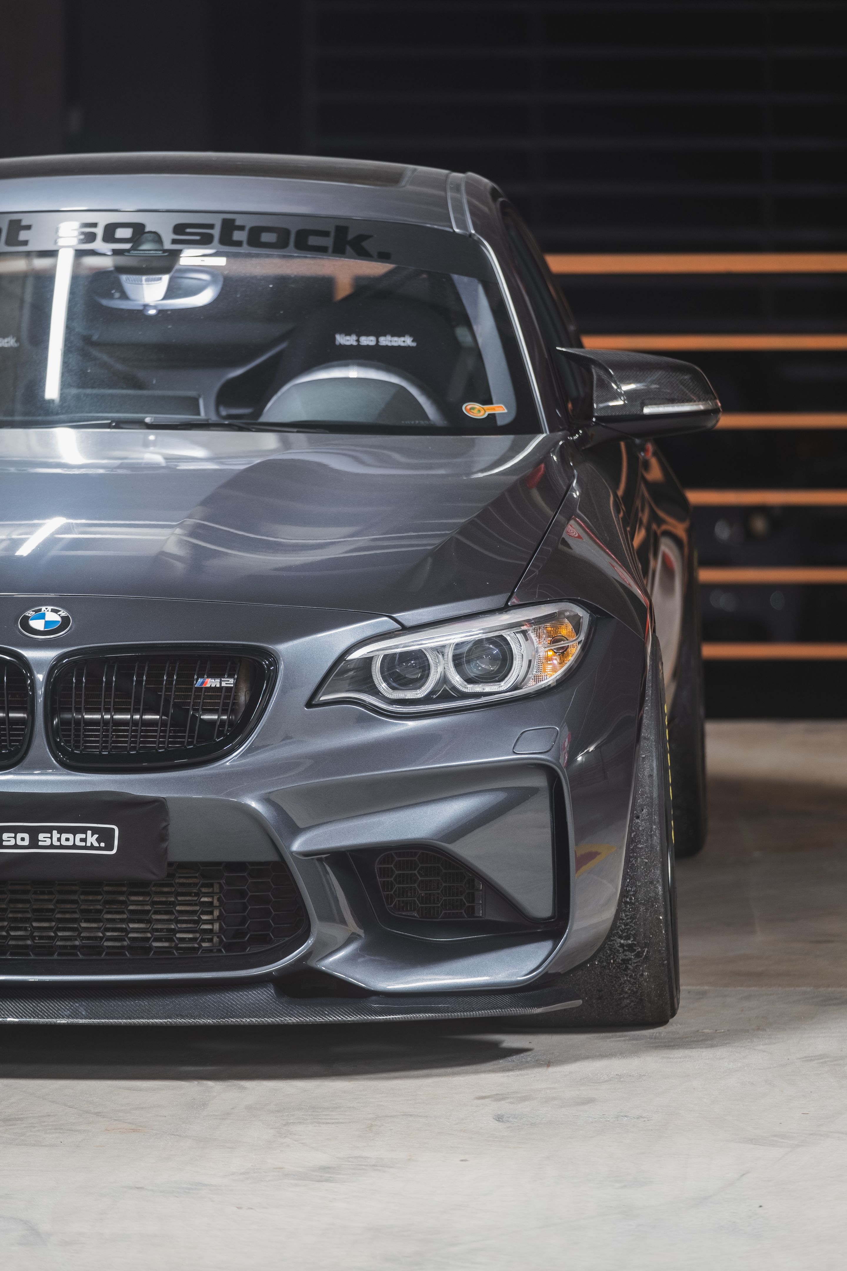 Black BMW F87 M2 with 18" EC-7 Apex wheels in Satin Black