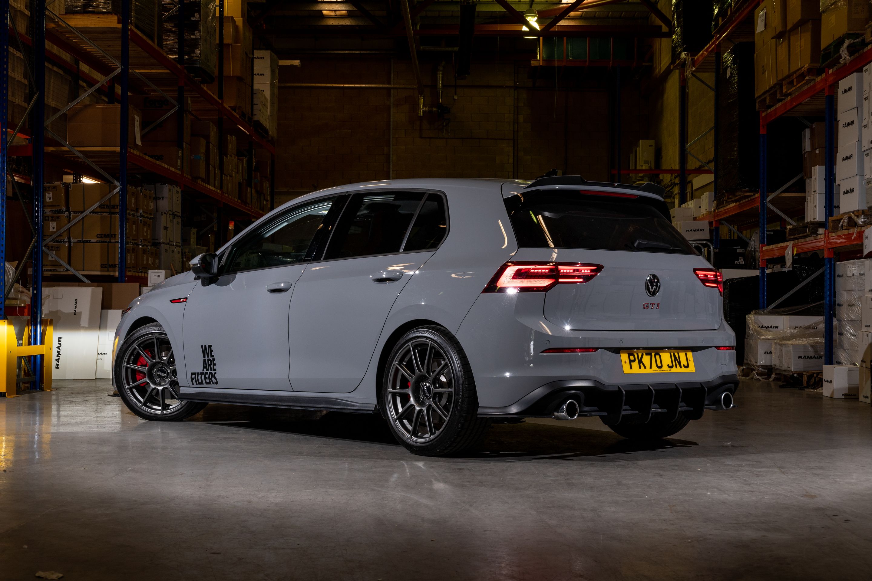 Grey VW MK8 GTI with 18" SM-10 Apex wheels in Anthracite