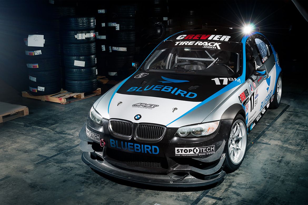 White BMW E90 Sedan M3 with 18" FL-5 Apex wheels in Race Silver